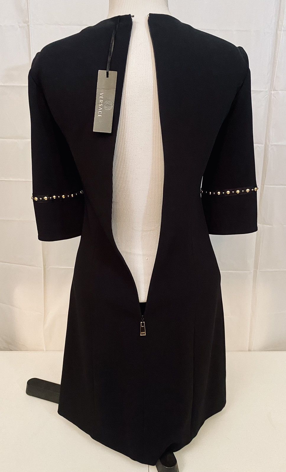 Versace Versace 🇮🇹 Black Stud Sleeve Mini Cocktail Dress Italy 38 NWT Size XS / US 0-2 / IT 36-38 - 20 Thumbnail