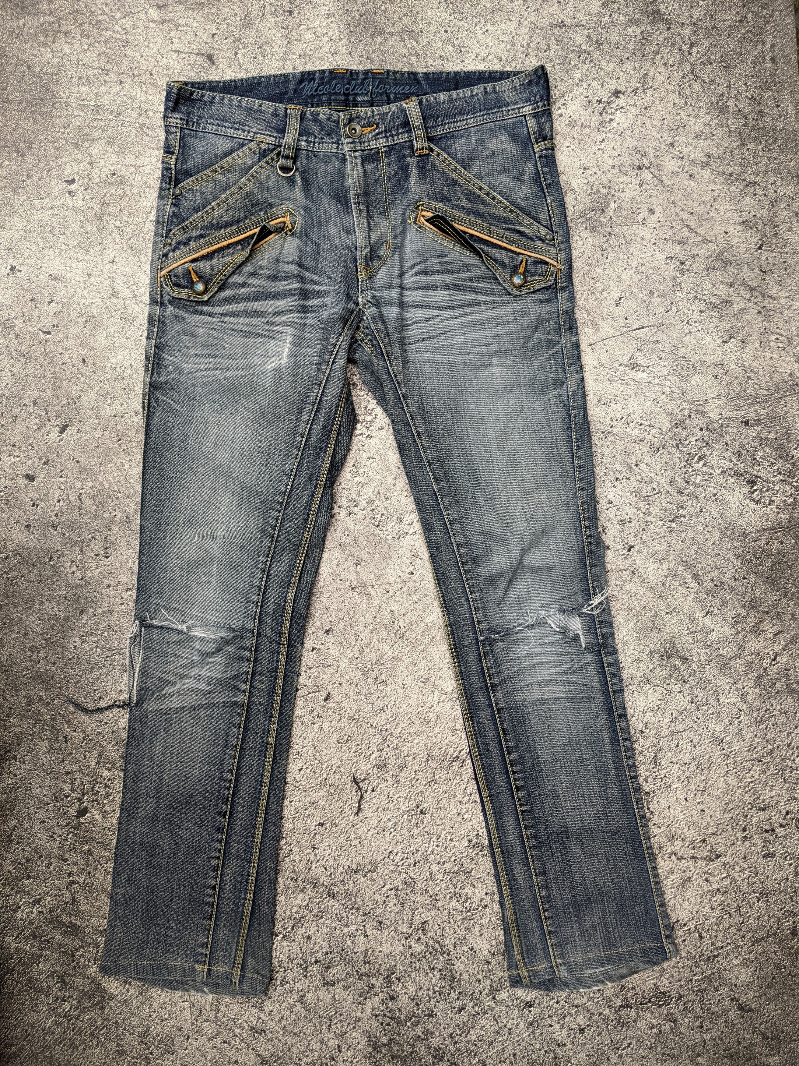 Nicole Club NCFM Nicole Club For Men Distressed Wishkers Jeans Size US 32 / EU 48 - 1 Thumbnail