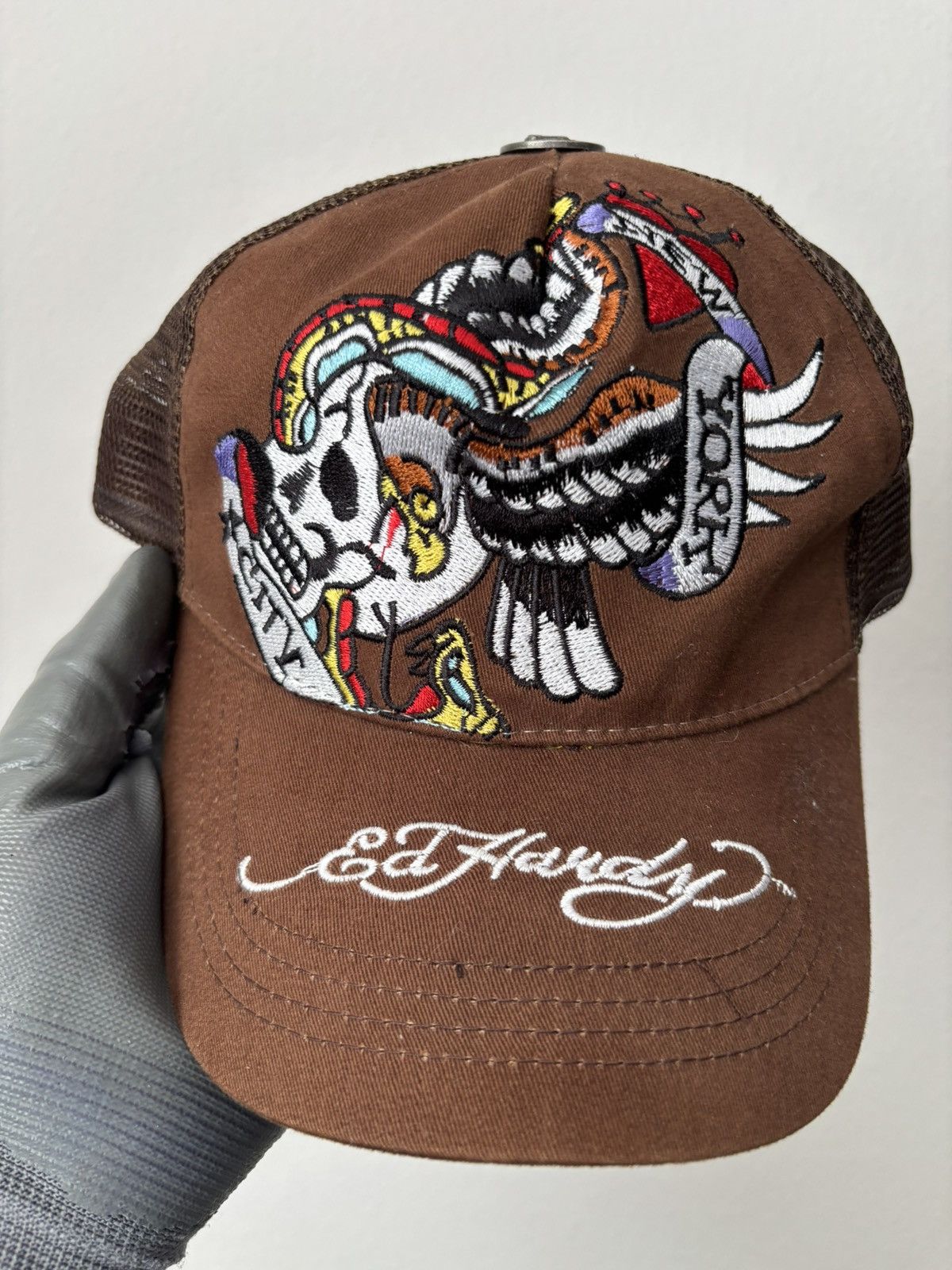 Ed Hardy Ed Hardy x Christian Audigier Embroidery Skull Trucker Cap Size ONE SIZE - 2 Thumbnail