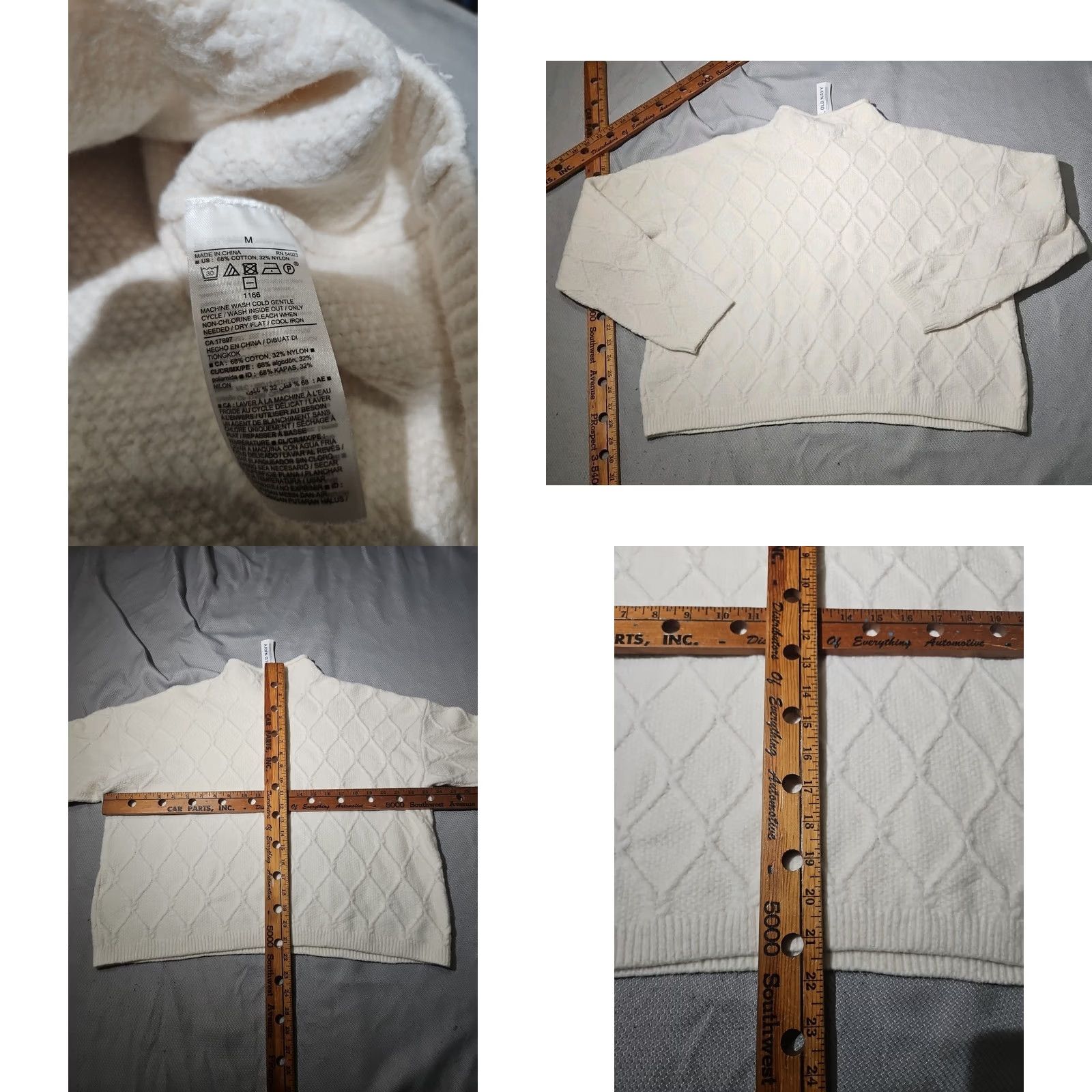 Old Navy Old Navy Sweater Womens Medium Ivory White Fisherman Knit Roll Neck Casual Size M / US 6-8 / IT 42-44 - 8 Thumbnail