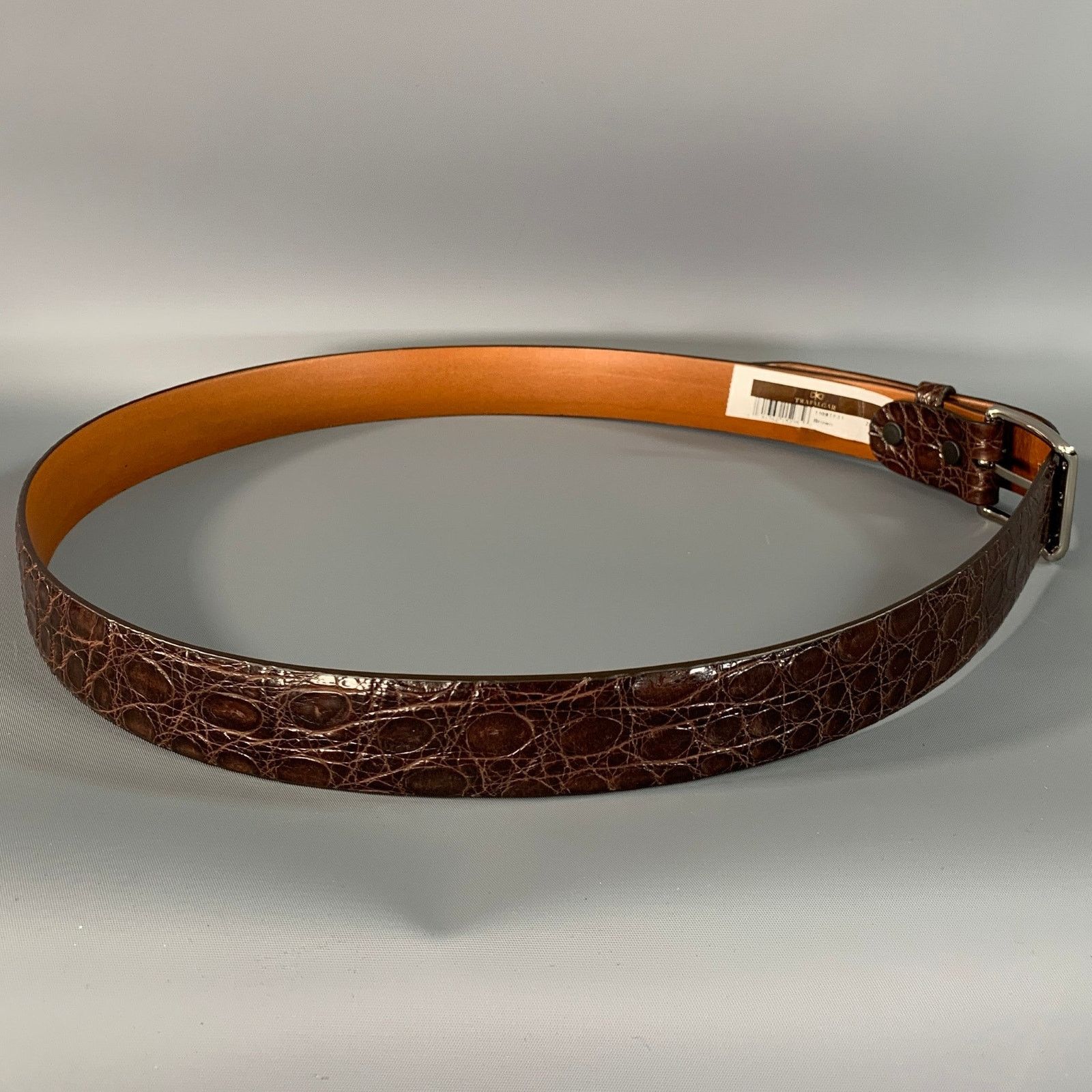 Trafalgar Size 42 Brown Croc Embossed Crocodile Belt, Men's — image 3 of 6