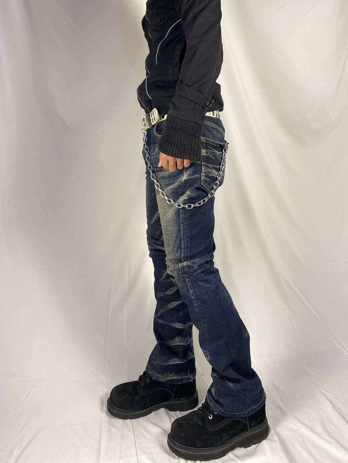 Tornado Mart Tornado Mart Wisker Washed Twisted Spiral Flared Style Denim Size US 34 / EU 50 - 3 Thumbnail