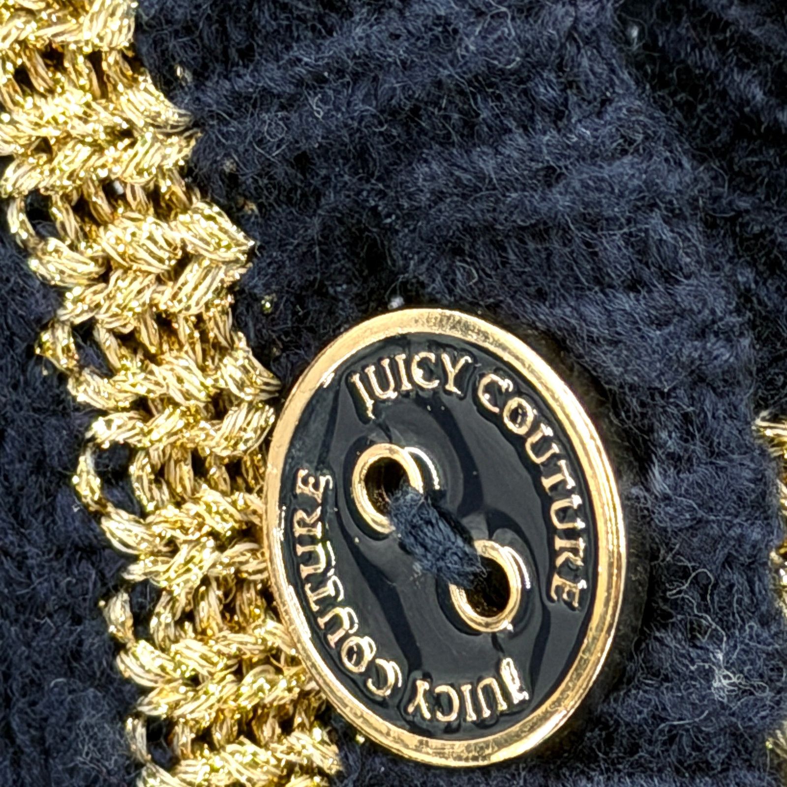 Juicy Couture Vintage Y2K Navy Blue Preppy Gold Metallic Trim Cardigan Size S / US 4 / IT 40 - 2 Thumbnail