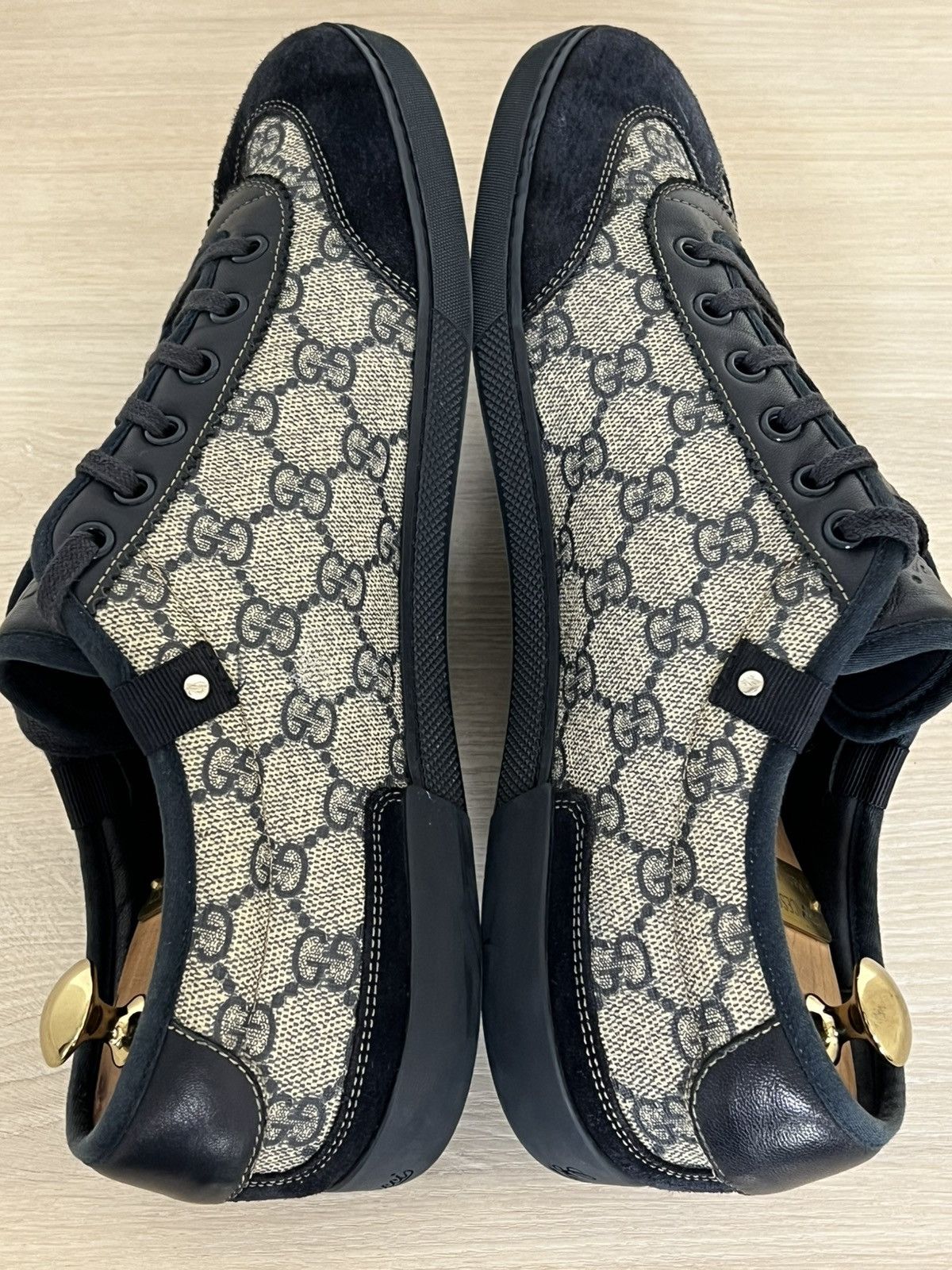 Gucci Gucci GG Supreme Monogram Canvas Sneakers Navy Suede Size US 9.5 / EU 42-43 - 13 Thumbnail