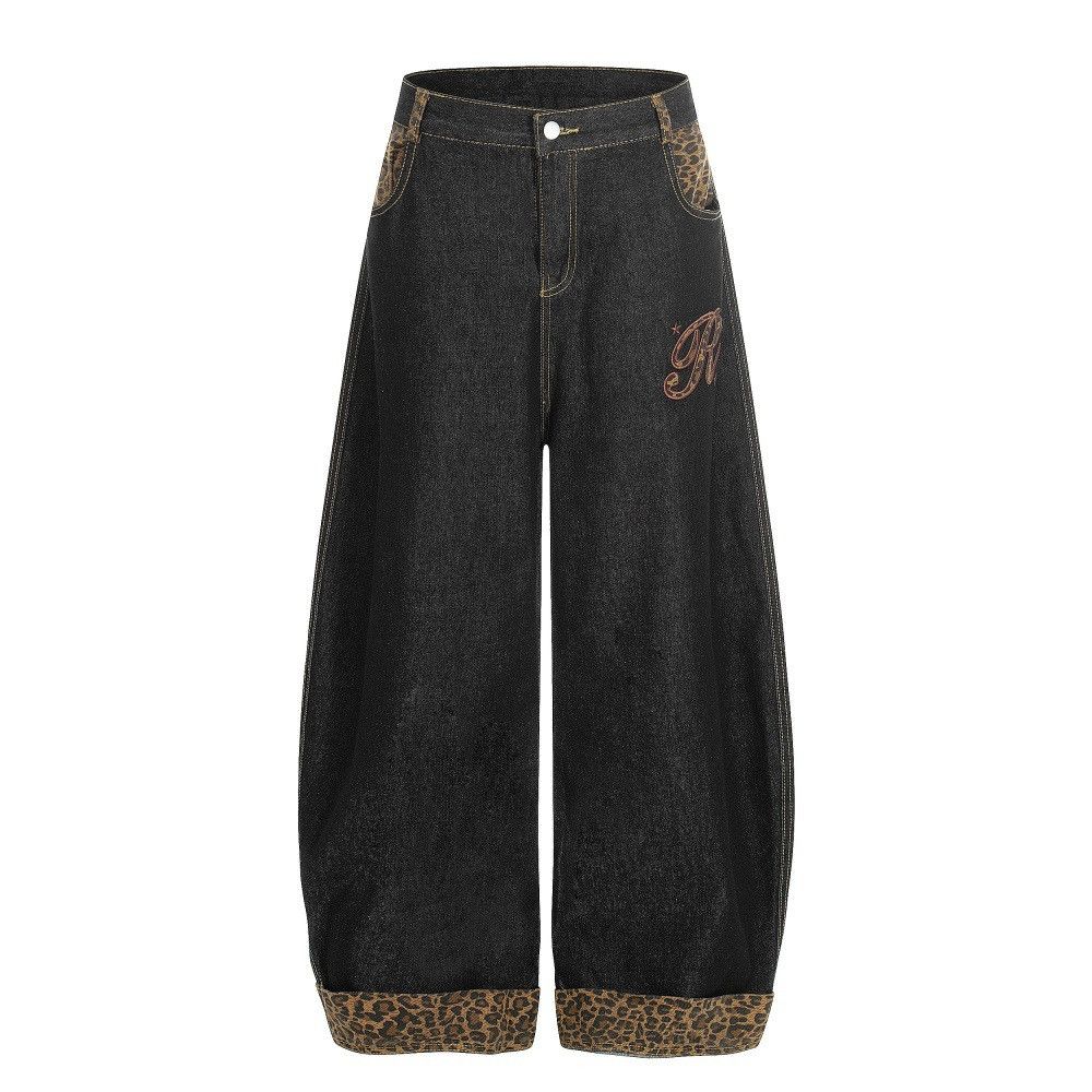 Jean Men's vibe workwear leopard print patchwork curved jeans Size US 32 / EU 48 - 1 Thumbnail
