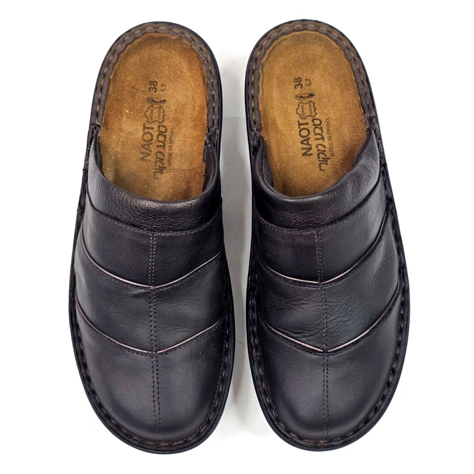 Vintage NAOT Leather Mule Wedge Slides Women EU 38 US 7 Brown Closed Toe Slip On Sandal Clogs Vintage No Size US 7 / IT 37 - 3 Thumbnail
