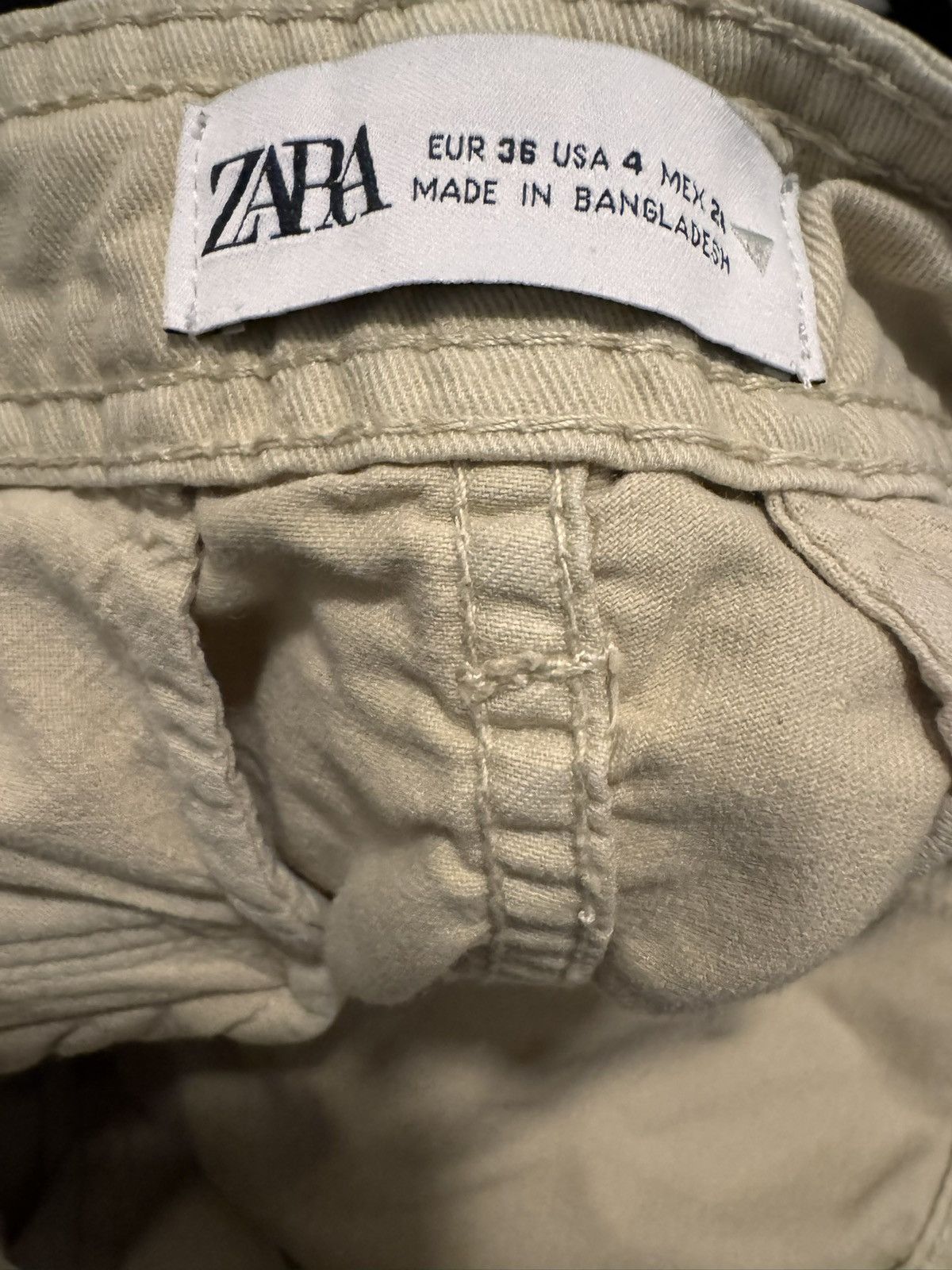 Zara ZARA Vintage-Style Cargo Pants – Beige Utility Workwear Size 27" / US 4 / IT 40 - 3 Thumbnail