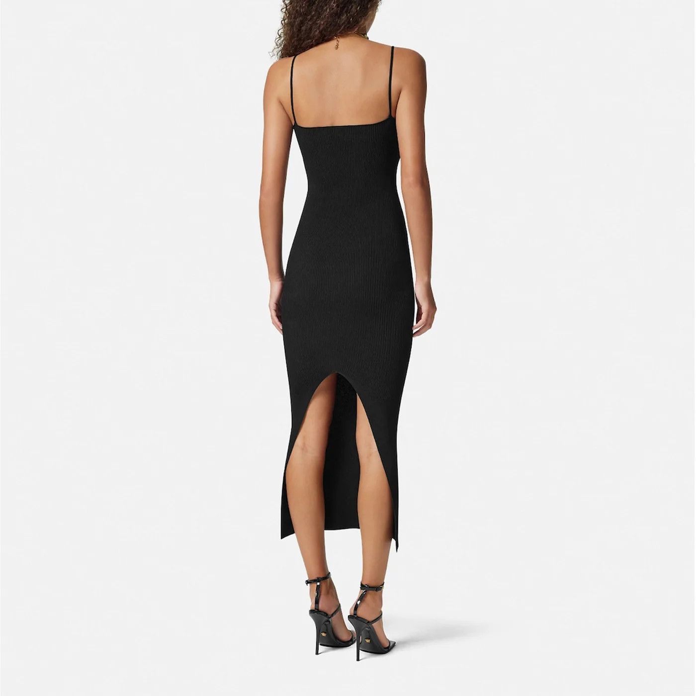 Versace o1d2blof0426 Knitted Midi Dress in Black Size S / US 4 / IT 40 - 3 Thumbnail