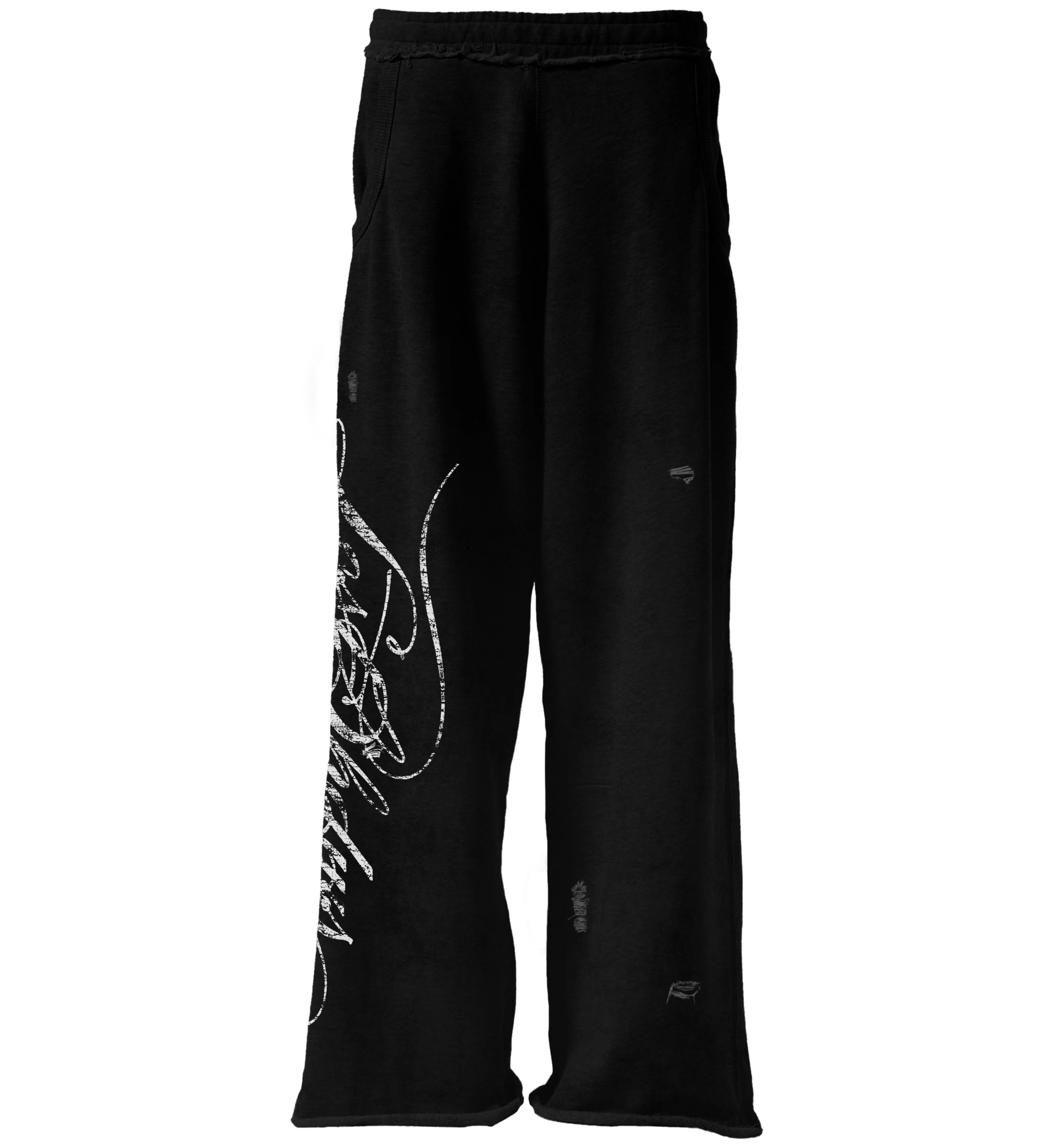 LOSTSHDWS LOSTSHDWS 'Distressed Script' Black Sweats Size US 30 / EU 46 - 1 Preview