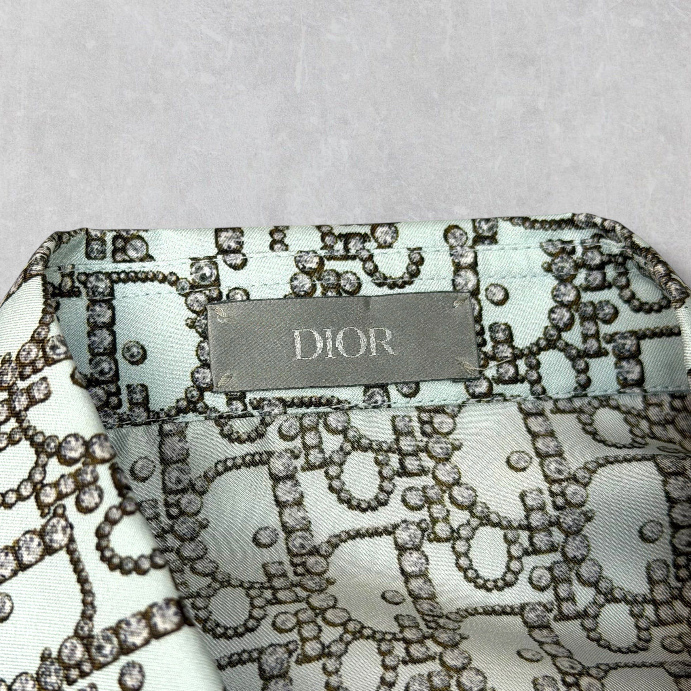 Dior Dior Oblique Beads Silk Short Sleeve Shirt 41 (L) Size US L / EU 52-54 / 3 - 5 Thumbnail