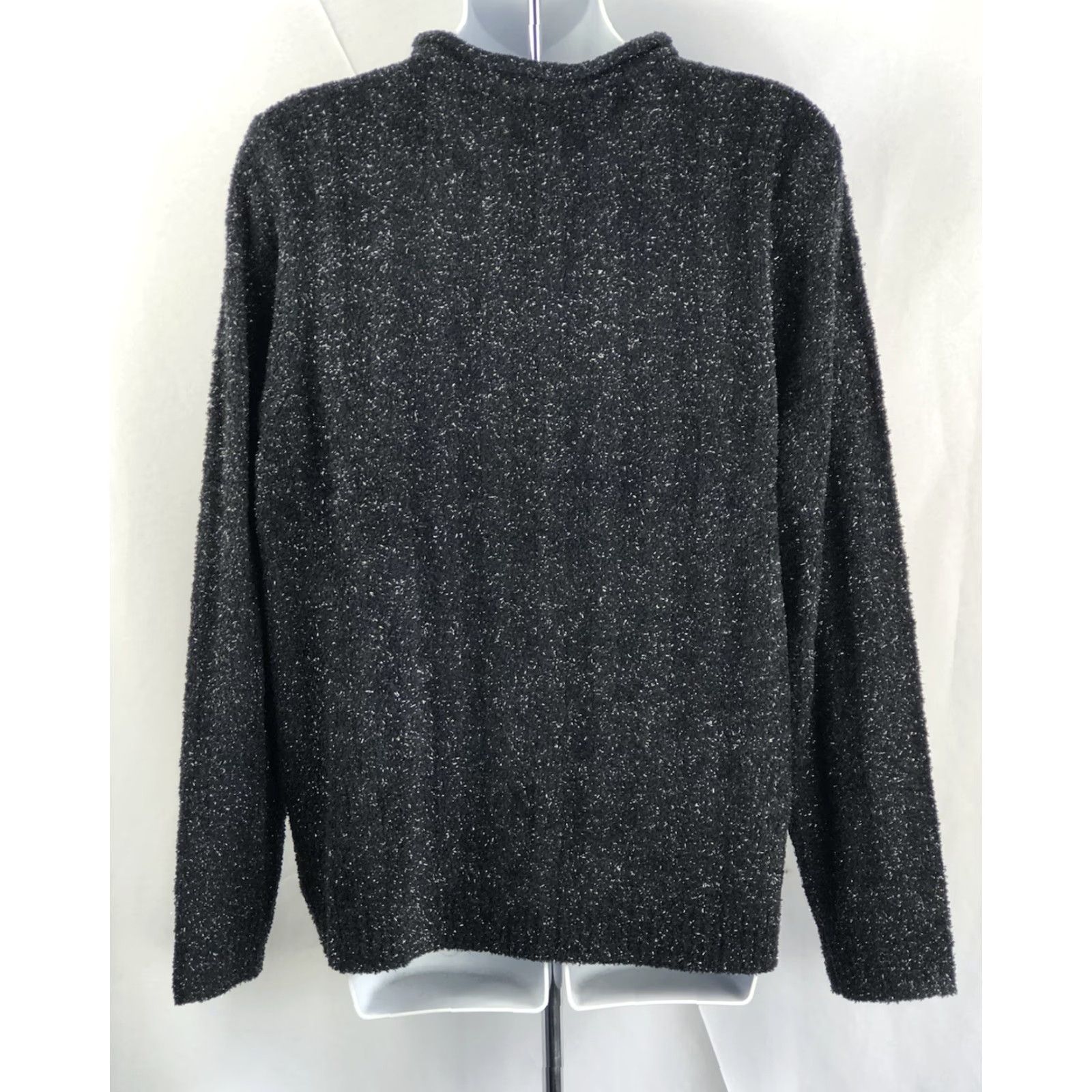 Vintage Crystal Kobe Sweater L Black Sparkle Knit Rolled Neck Long Sleeve Grunge Gothic Vintage No Size L / US 10 / IT 46 - 3 Thumbnail
