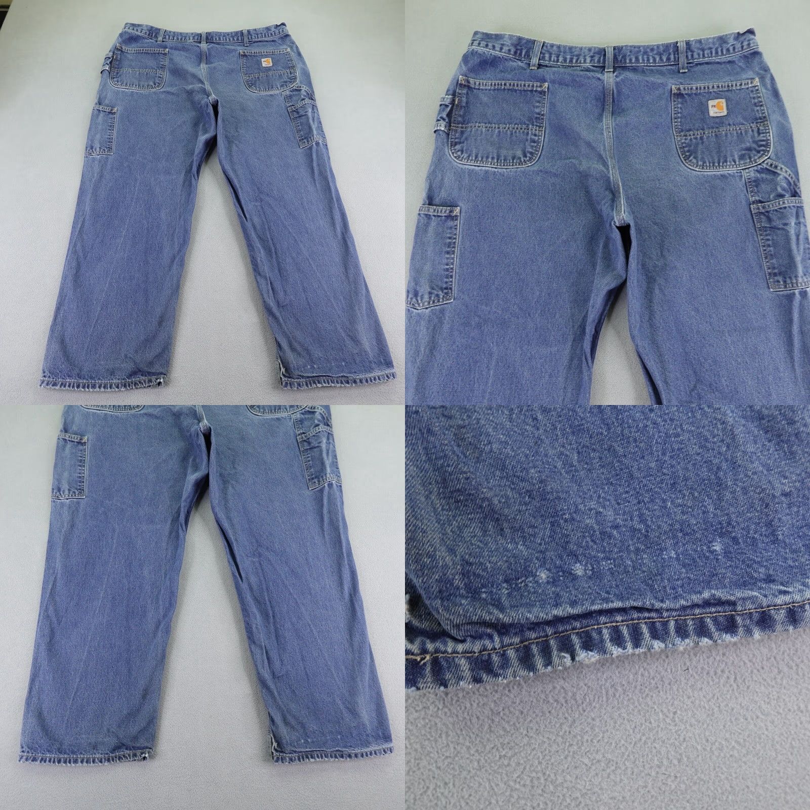 Carhartt VINTAGE Carhartt Jeans Mens 44x30 Regular Fit Flame-Resistant Denim Blue Work Pants Size US 43 - 8 Thumbnail