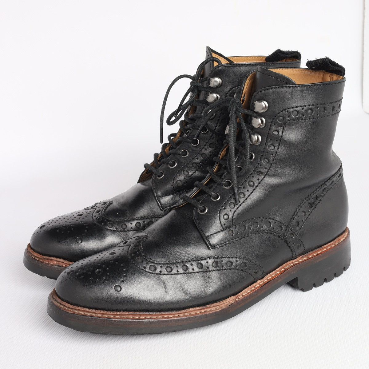 Grenson Grenson Fred Brogue Leather Shoes Boots Black Size US 10 / EU 43 - 1 Thumbnail