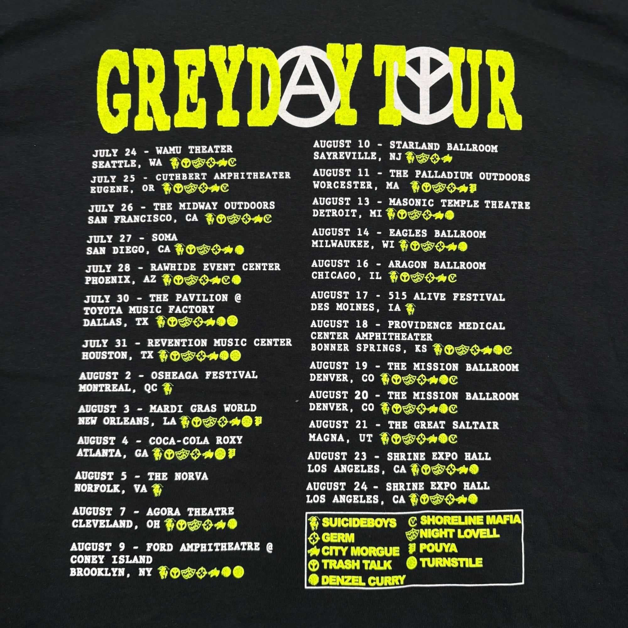 G59 Records G59 Records x Suicideboys Grey Day Tour Stops Hip Hop Tee XL Size US XL / EU 56 / 4 - 4 Thumbnail