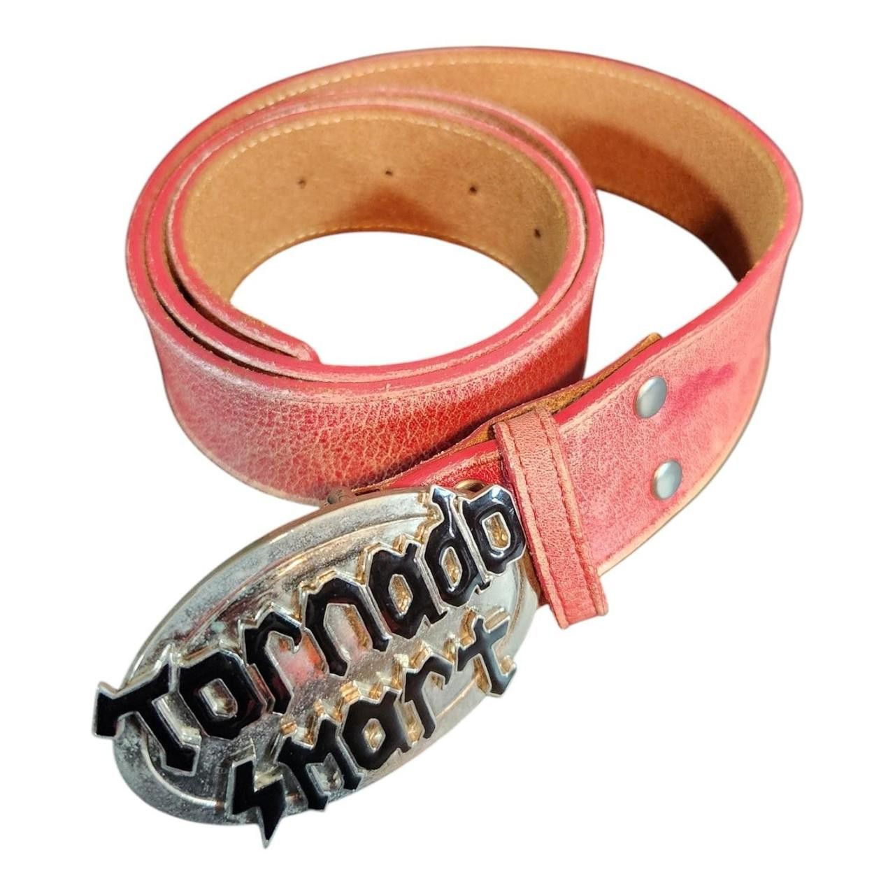 Tornado Mart Vintage Red Leather Tornado Mart Buckle Belt Size 34 - 1 Thumbnail