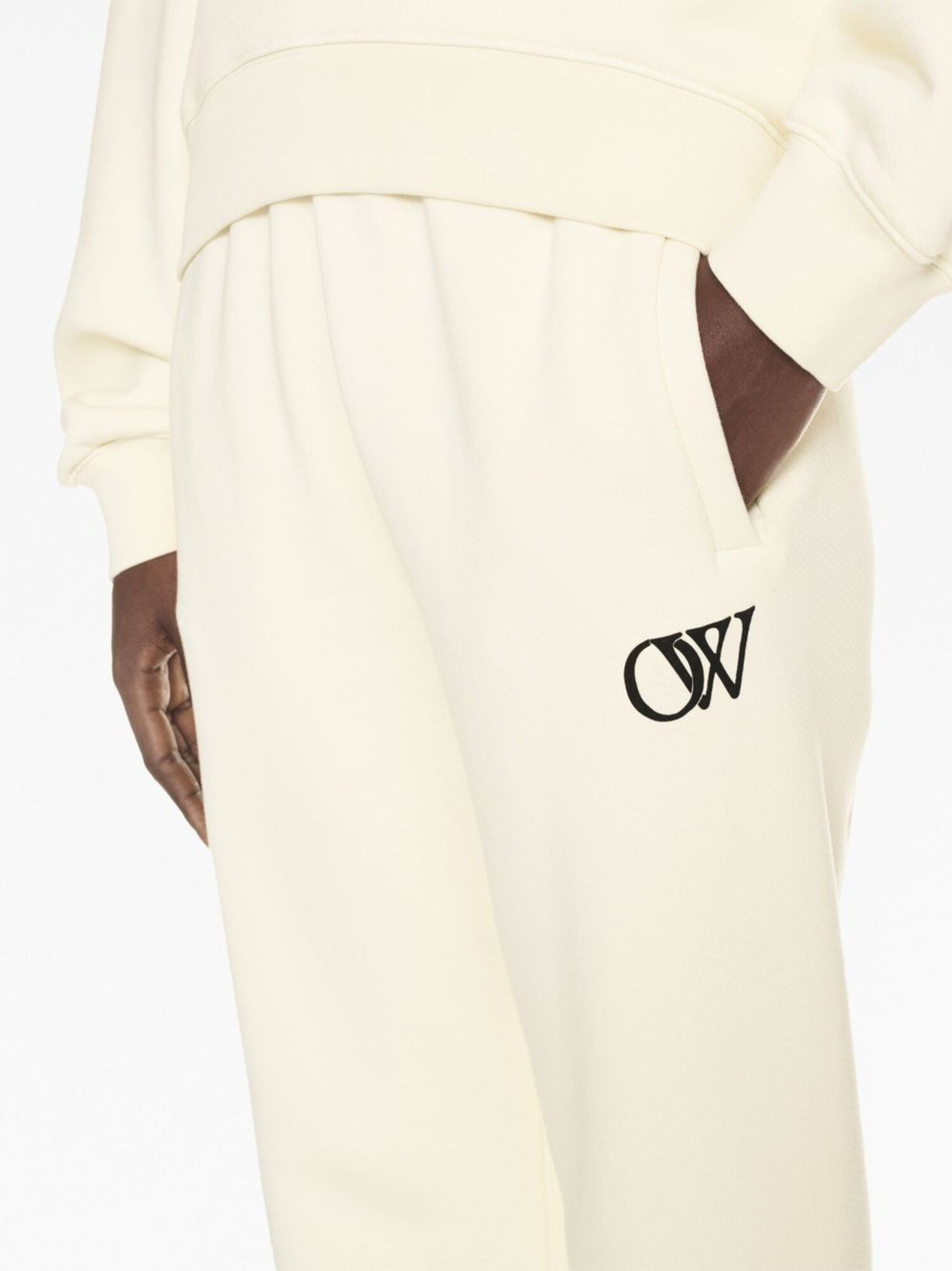 Off-White o1s22i1n0824 Flocked Logo Joggers in White Size 30" / US 8 / IT 44 - 5 Thumbnail