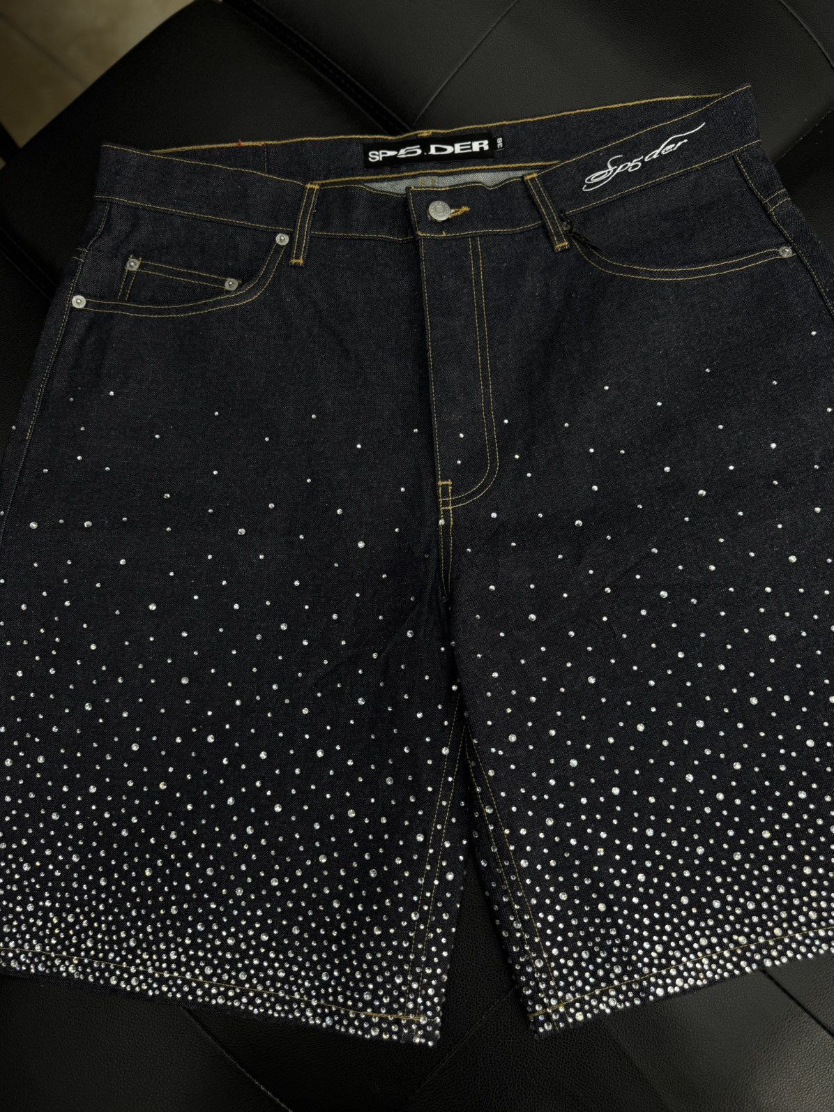 Sp5der Sp5der Rhinestone Crystal Jean Shorts Size (36) NEW Size US 36 / EU 52 - 3 Thumbnail