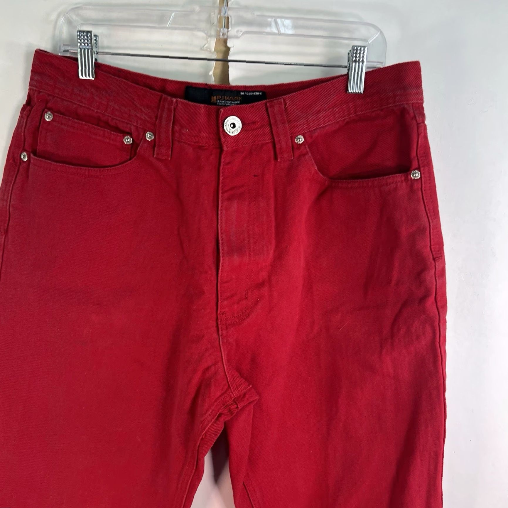 Denime PJ Mark Denim Straight Leg Jeans Men 36X32 Red Size 36 Regular Cotton Denim 5-Pocket Zipper Button Mid Rise Vintage Not Size US 36 / EU 52 - 2 Thumbnail