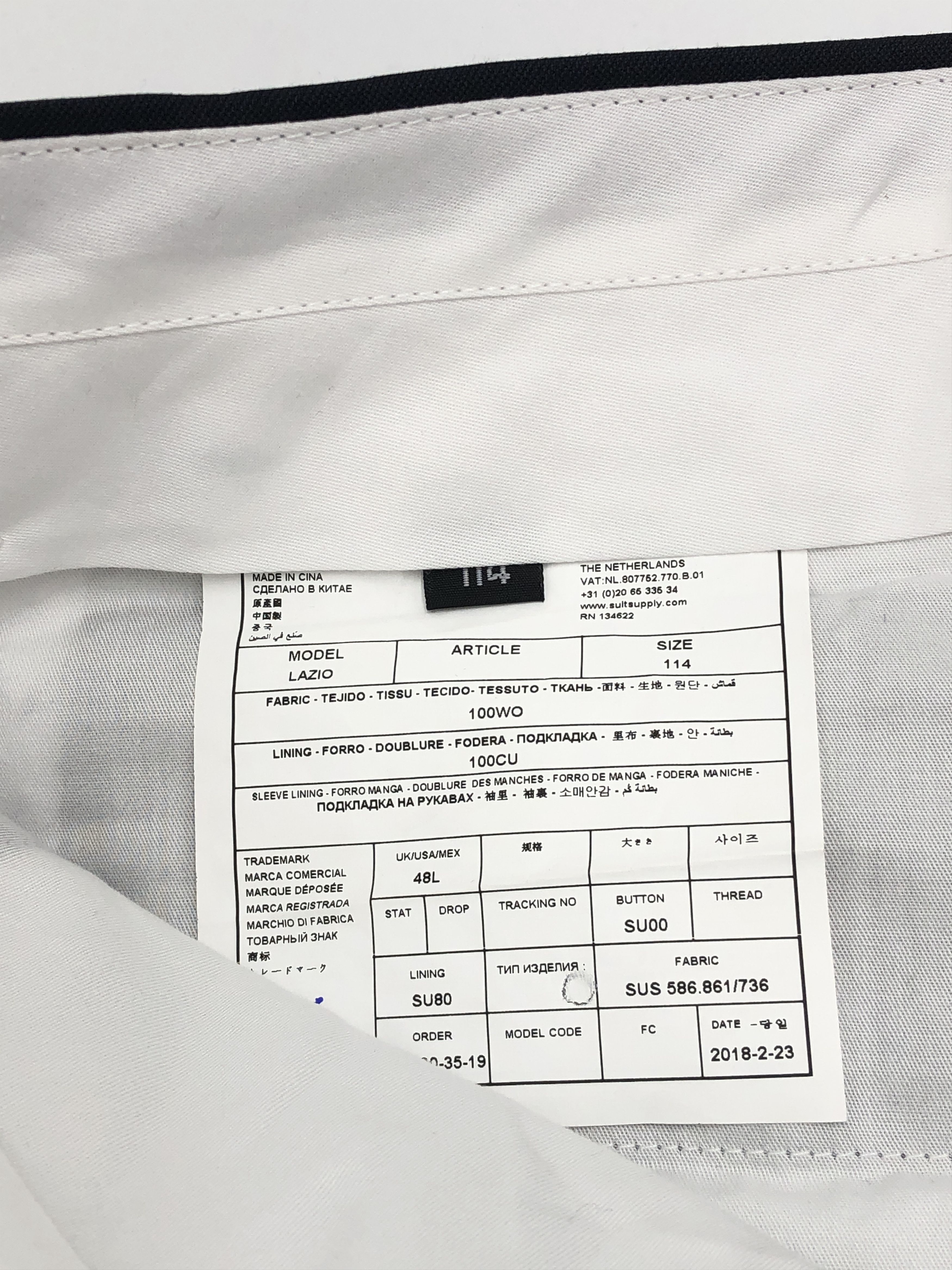 Suitsupply SUITSUPPLY Lazio Wool Formal Suit EU:114; UK/US:48 - W40 L35 Size 48L - 15 Thumbnail