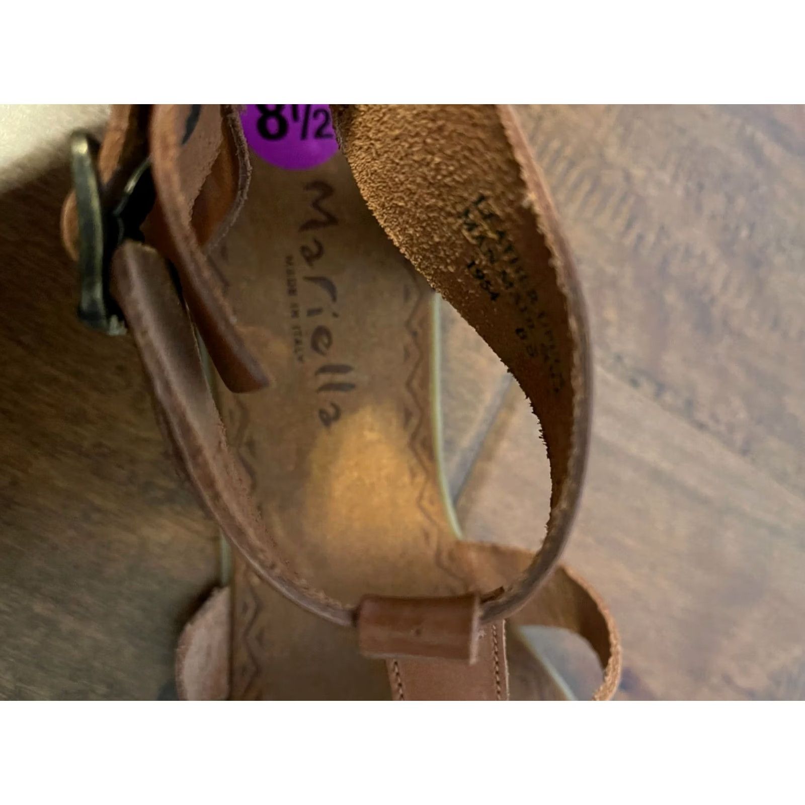 Vintage Mariella Brown Leather Caged Ankle Open Toe Sandal Flats New Women's 8.5 Made in Italy Size US 9 / IT 39 - 7 Thumbnail