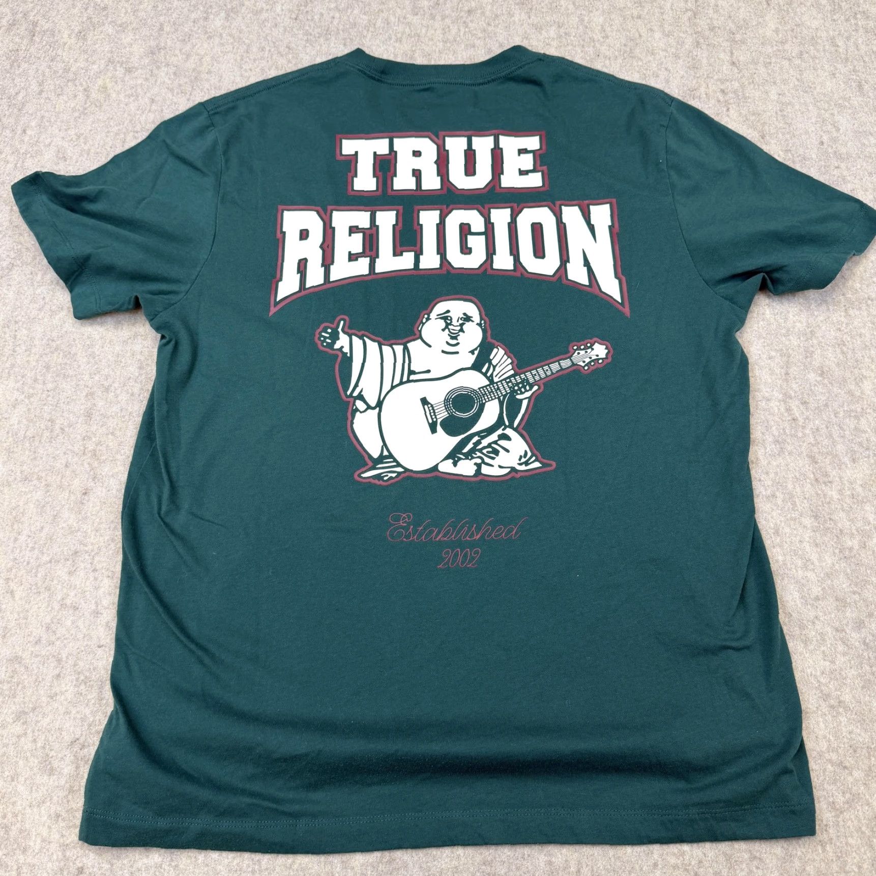 True Religion True Religion Shirt Mens Large Green Buddha Guitar Graphic Double Sided Tee Size US L / EU 52-54 / 3 - 6 Thumbnail