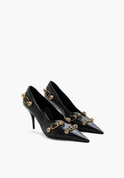 Balenciaga o1la1rc1a1024 Cagole Pumps in Black/Gold Size US 7 / IT 37 - 5 Thumbnail
