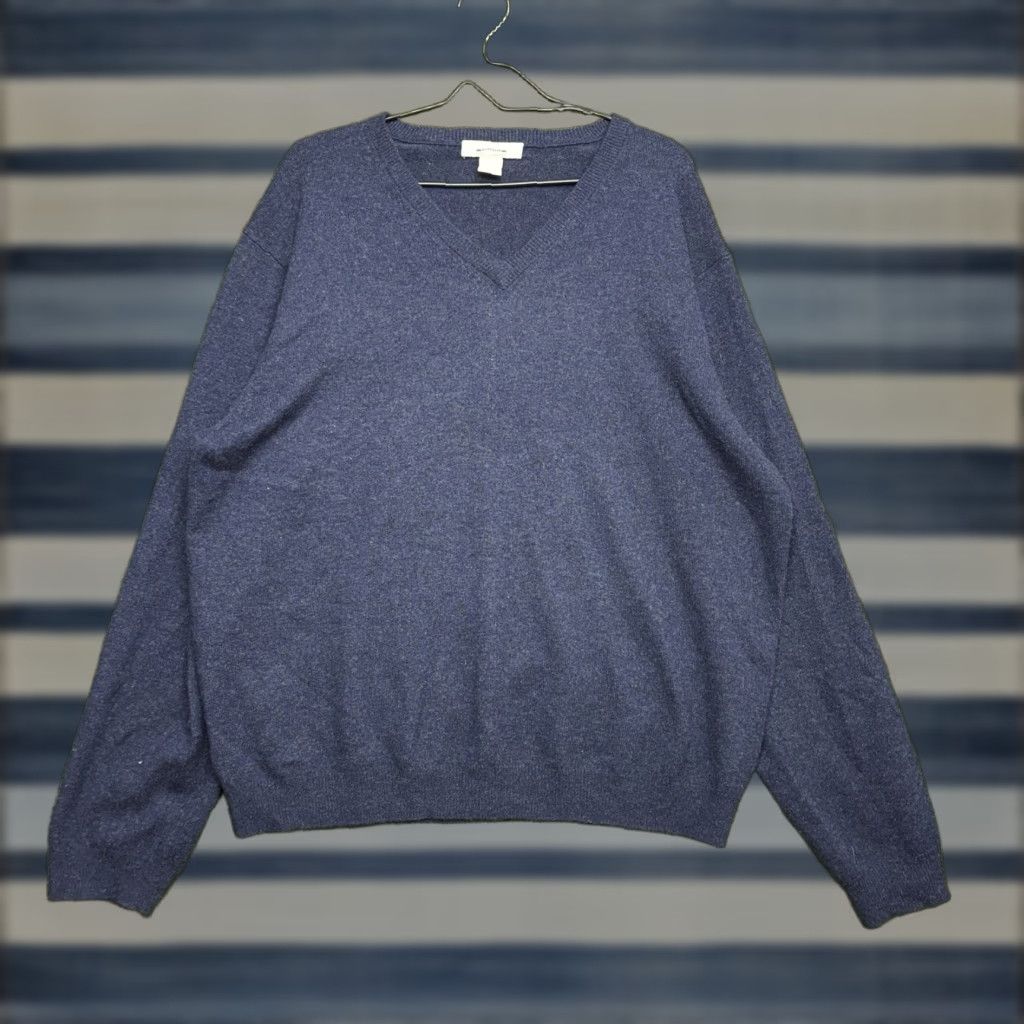 Stafford Stafford Sweater Mens XL Solid Blue 100% Cashmere V-Neck Lightweight Pullover Preppy Winter Casual Size US XL / EU 56 / 4 - 1 Thumbnail