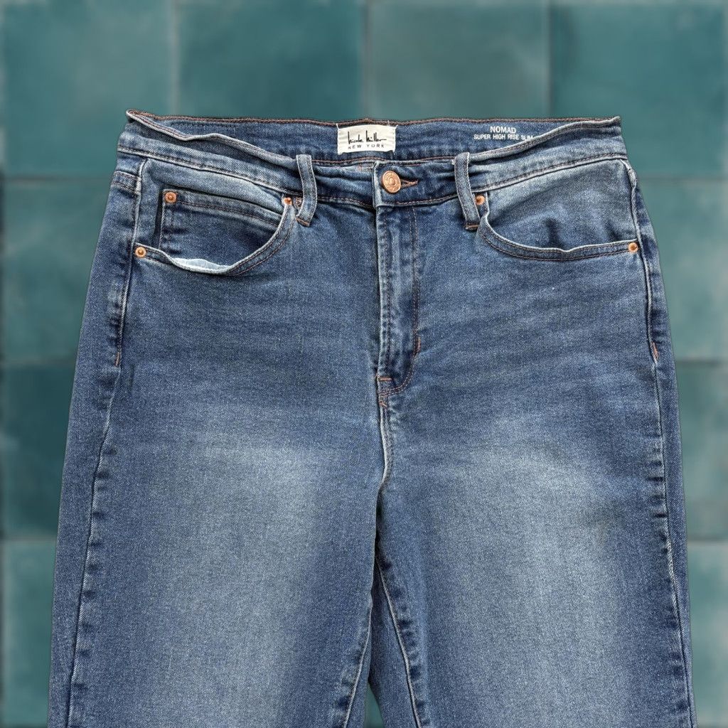 Nicole Miller Nicole Miller Nomad High Rise Slim Jeans Womens 6 Blue Raw Hem Crop Stretch Pant Size 28" / US 6 / IT 42 - 1 Thumbnail