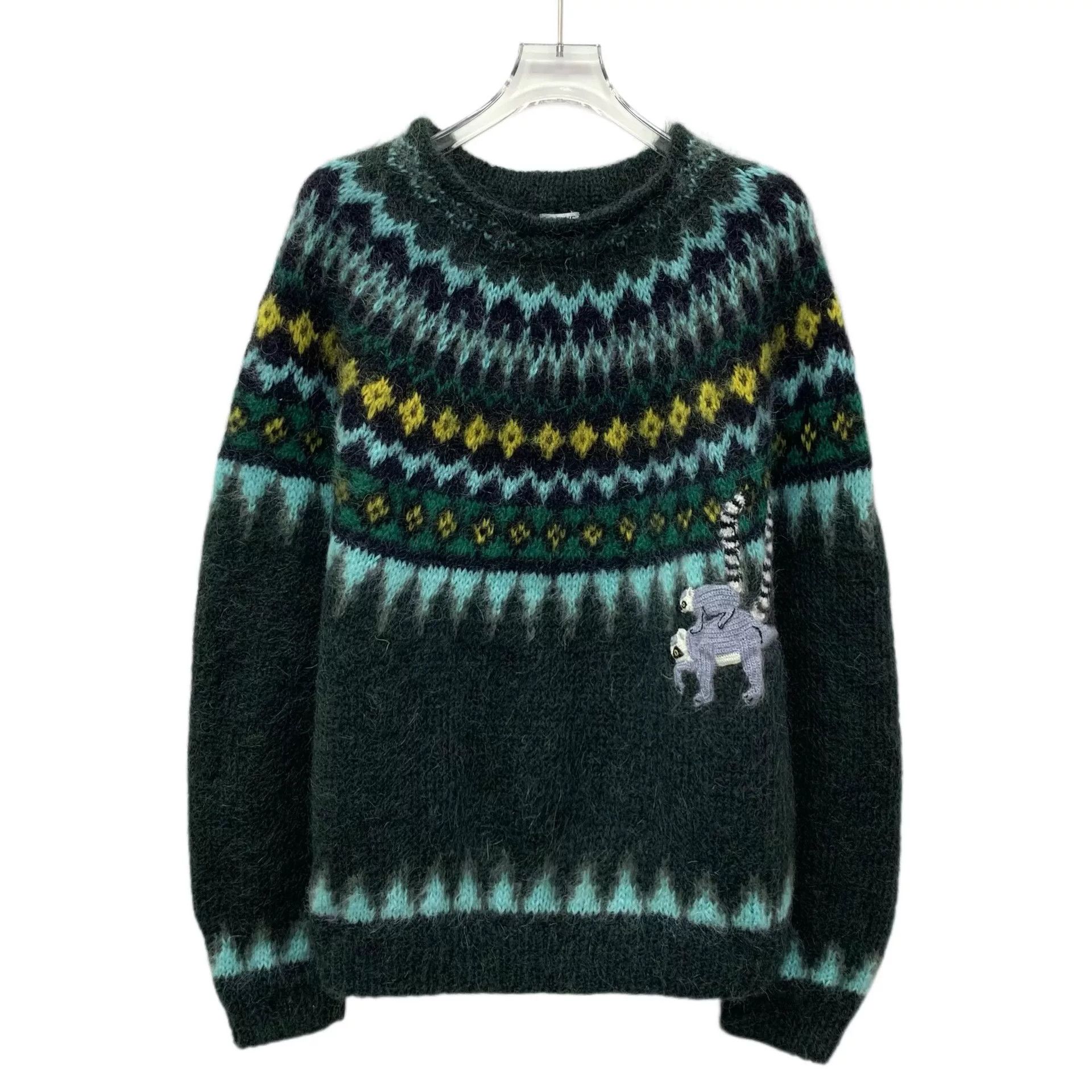 Loewe Loewe Green Animal Intarsia Mohair Sweater Size US S / EU 44-46 / 1 - 1 Thumbnail