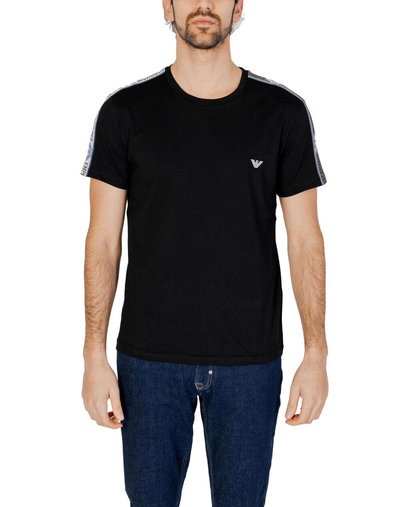 image of Emporio Armani Cotton Short Sleeve T-Shirt in Black, Men's (Size 2XL)