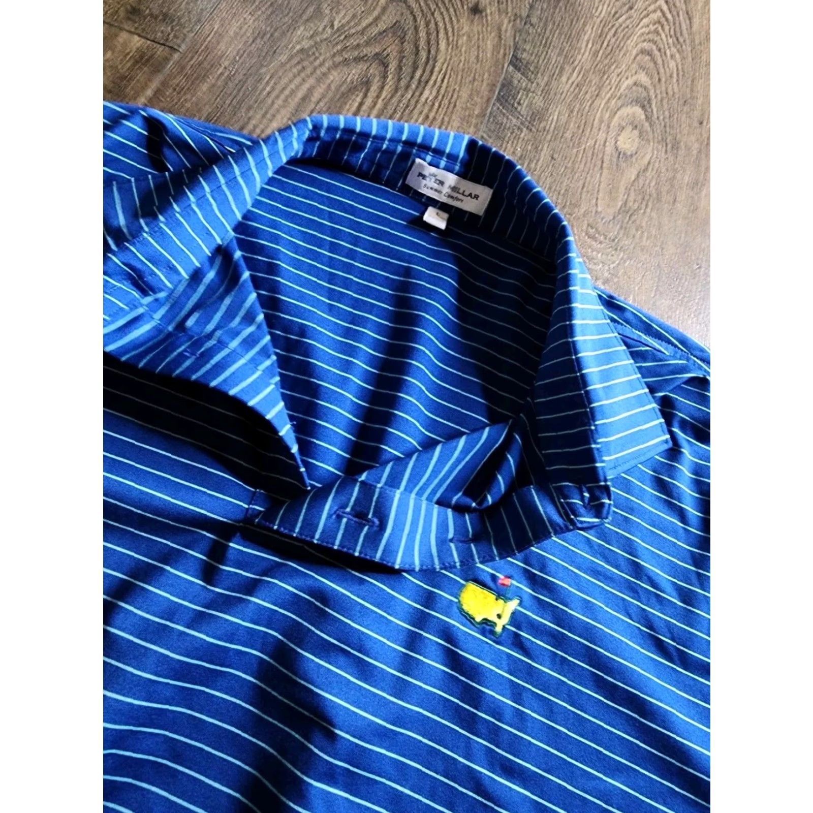 Peter Millar Mens L Peter Millar Blue Striped Masters Polo Shirt Augusta National Size US L / EU 52-54 / 3 - 4 Thumbnail