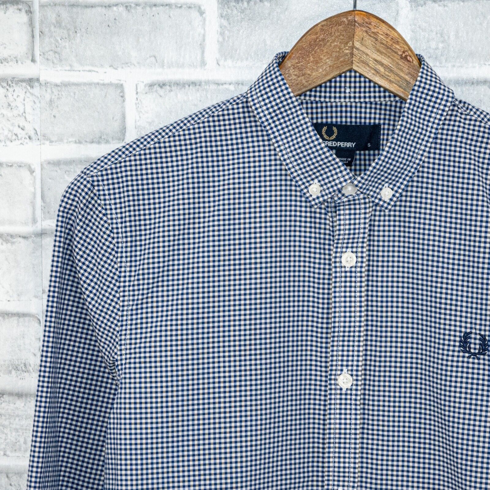 Fred Perry FRED PERRY Men's Blue Gingham check Button Down Shirt bottom Size US S / EU 44-46 / 1 - 4 Thumbnail