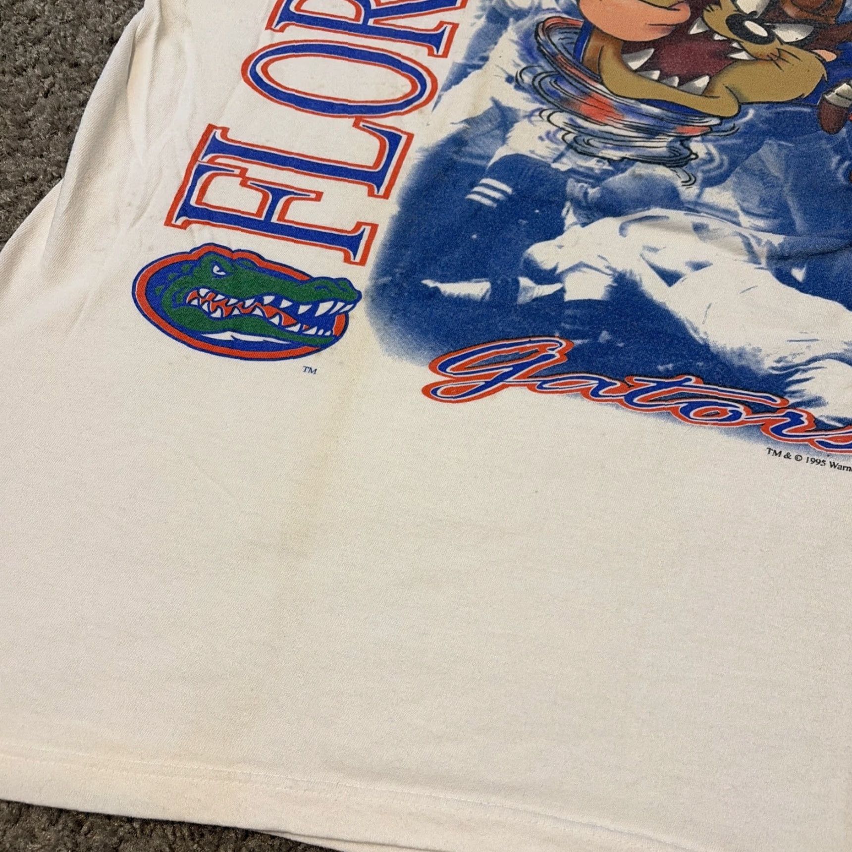 Vintage VINTAGE Florida Gators Football Taz Looney Tunes Cartoon White T-Shirt XL Men Size US XL / EU 56 / 4 - 5 Thumbnail