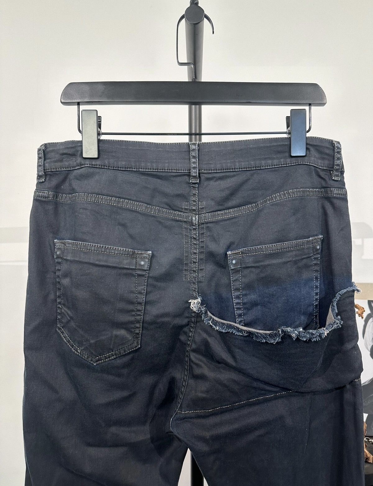 Rick Owens Rick Owens Waxed Canvas & Denim Patchwork Cropped Pants Size US 33 - 3 Thumbnail