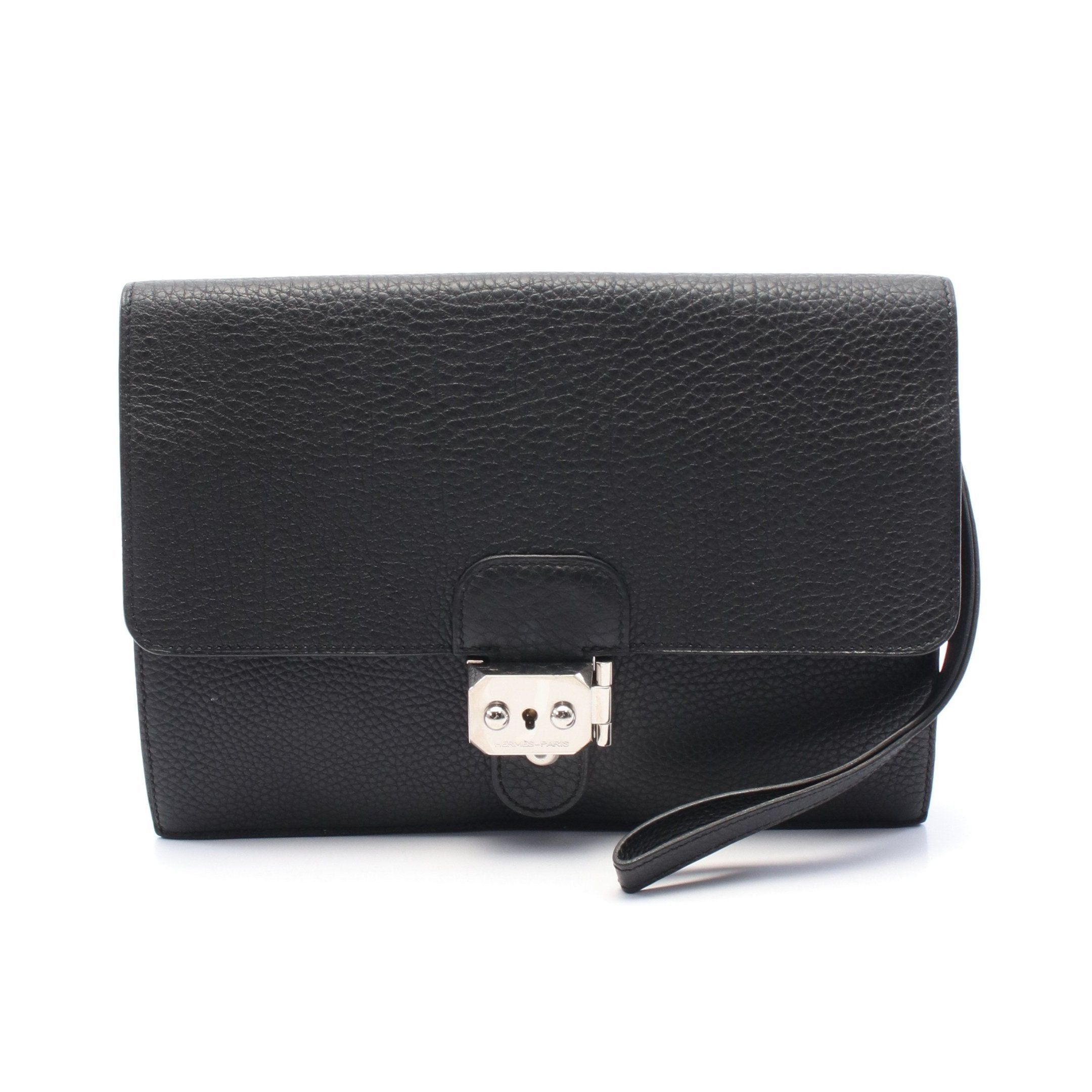 Hermes Hermes Jet Clutch Bag Togo Black Silver Hardware Stamp Size ONE SIZE - 1 Thumbnail