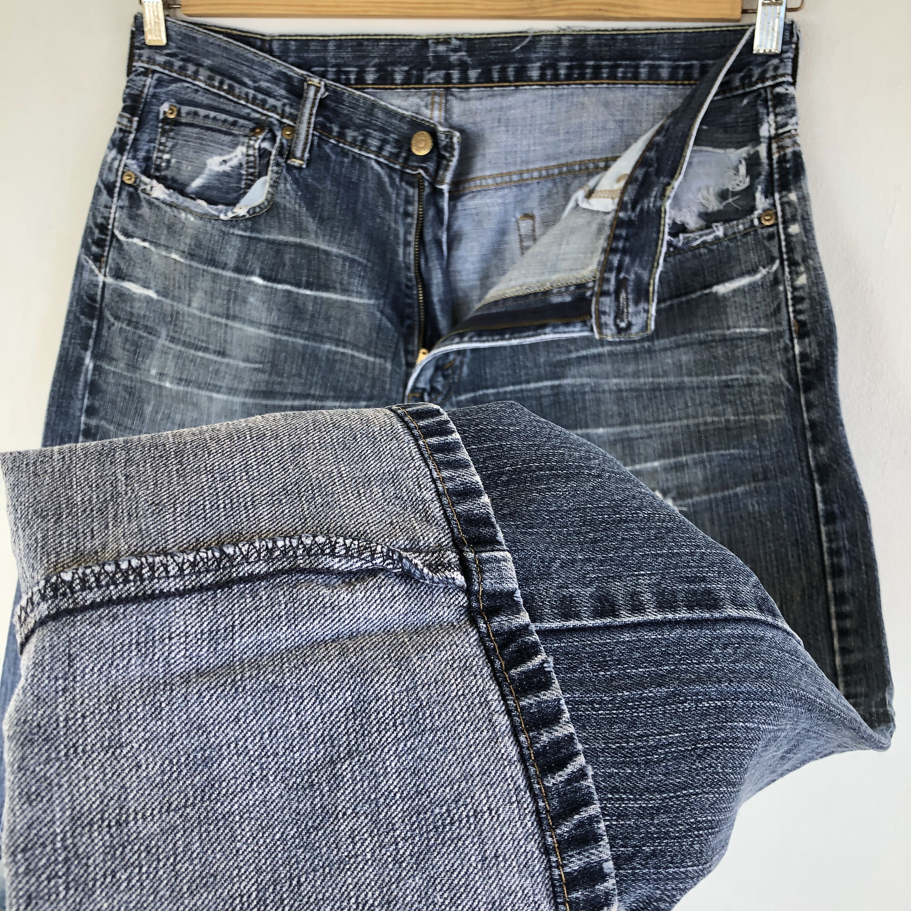 Levi's Crazy Y2K Baggy Distressed Levi's 569 Jeans Grunge Denim Size US 34 / EU 50 - 8 Thumbnail