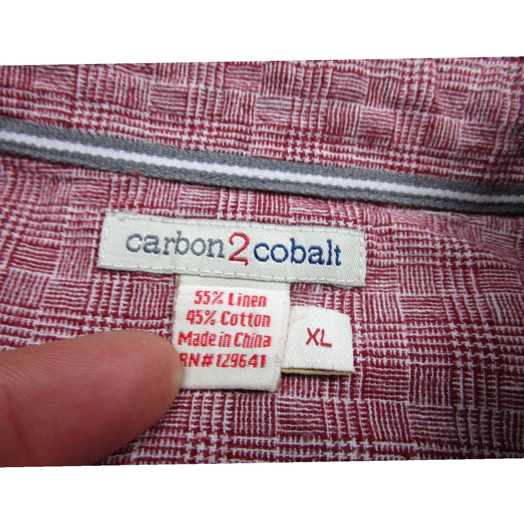 Vintage Carbon2Cobalt Mens Shirt XL Extra Large Red Linen Blend Woven Chambray Size US XL / EU 56 / 4 - 4 Thumbnail