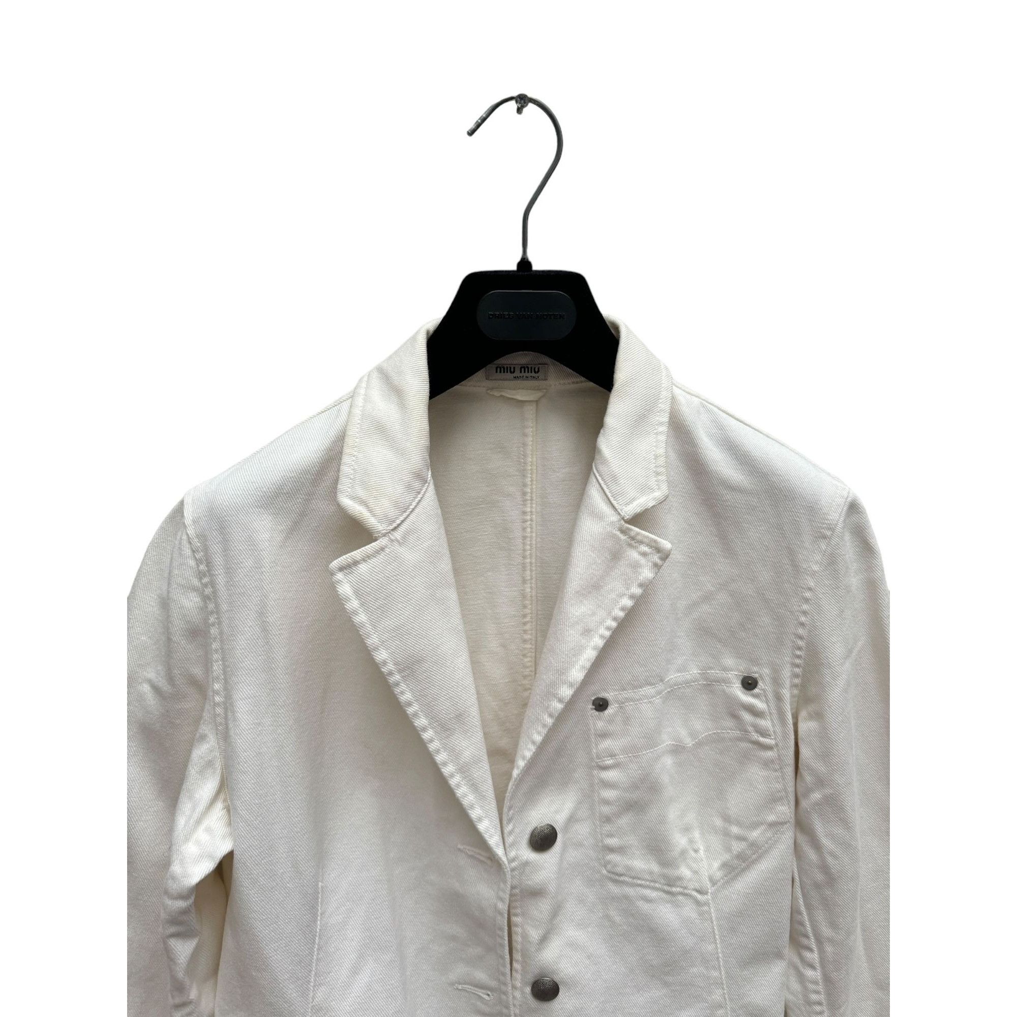 Miu Miu White Denim Blazer Jacket Size S / US 4 / IT 40 - 3 Thumbnail
