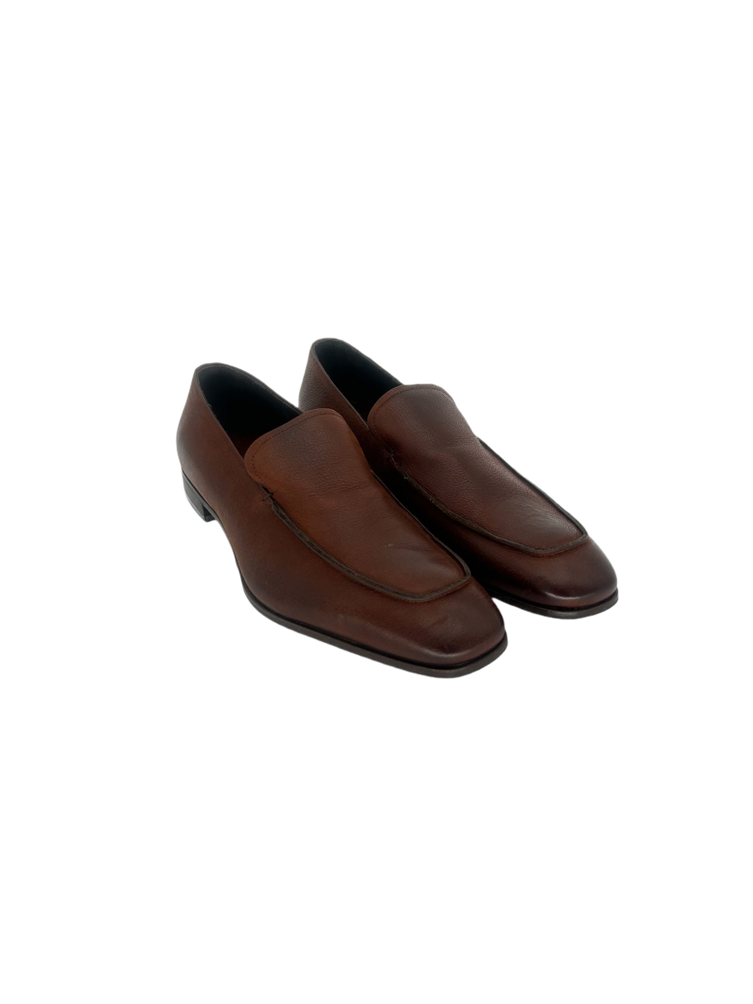 Prada Prada Brown Grain Leather Loafer Size US 9.5 / EU 42-43 - 3 Thumbnail