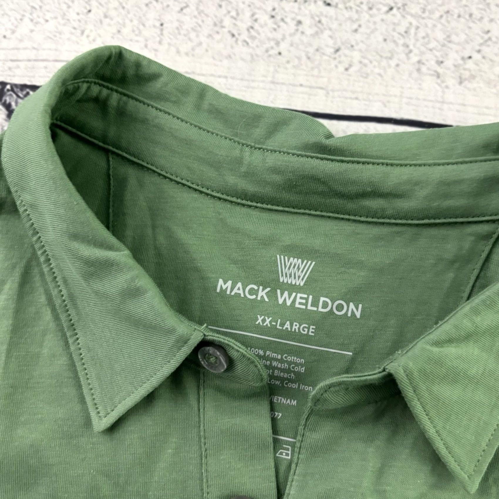 Vintage Mack Weldon Short Sleeve Pima Cotton Button-Up Polo Shirt Men's XXL Green Size US XXL / EU 58 / 5 - 2 Thumbnail