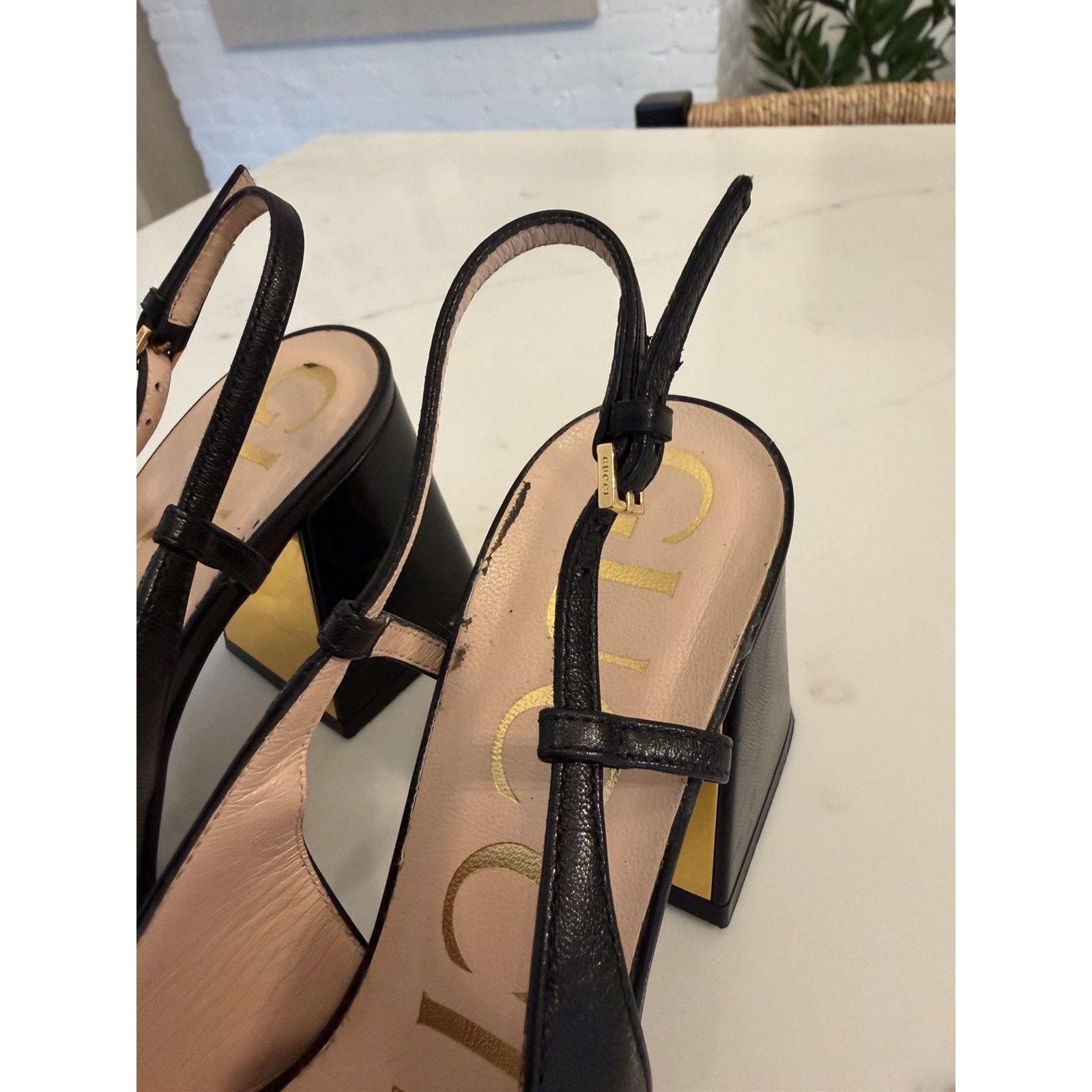 Gucci GUCCI Baby Horsebit Slingback Leather Pump Black EU 35 1/2 Size US 5.5 / IT 35.5 - 4 Thumbnail