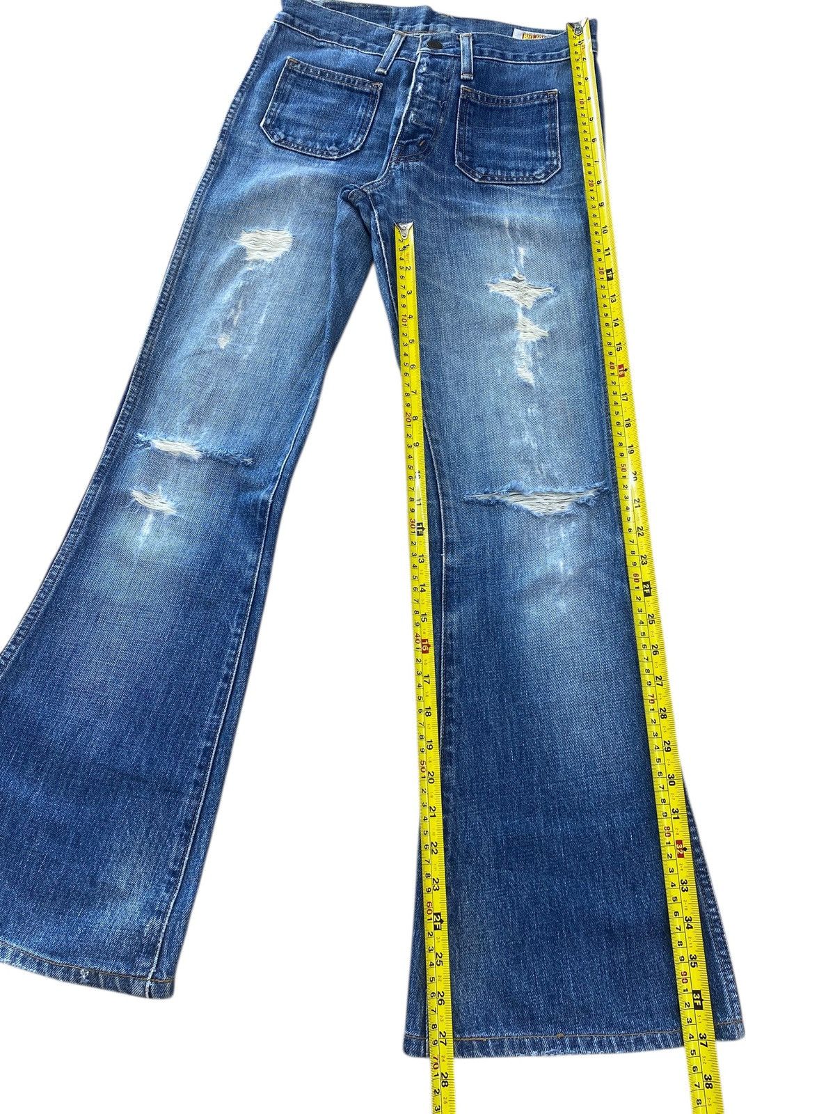 Big John Big John Faded Wash Ripped Style Flare Jeans Size US 27 - 8 Thumbnail