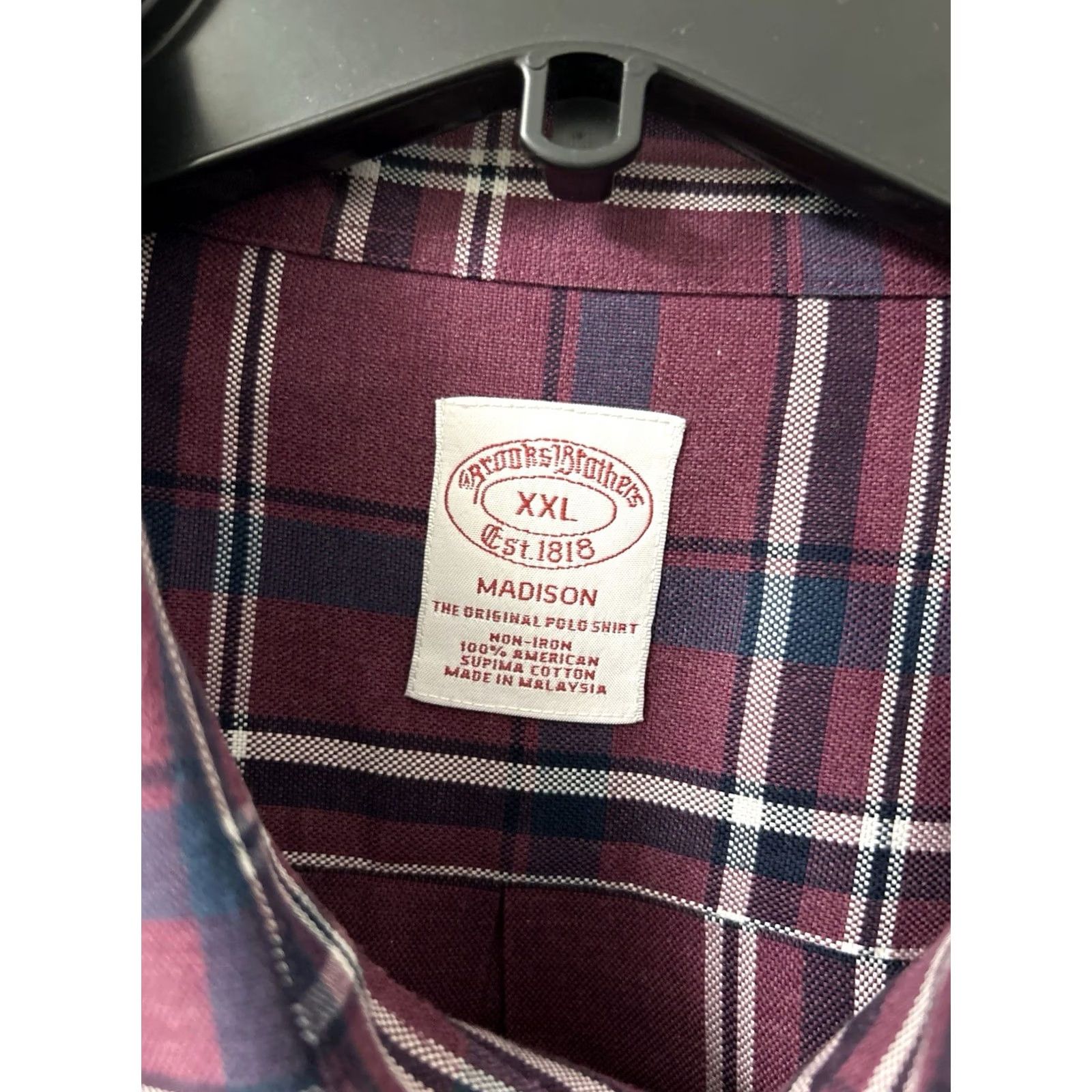 Brooks Brothers Brooks Brothers Madison Plaid Supima Button-Up Polo Shirt Mens XXL Burgundy Red Long Sleeve Classic Non-Iron Pocket shirt Size US XXL / EU 58 / 5 - 5 Thumbnail