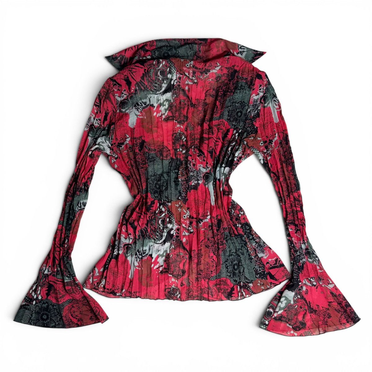 Other Studio 1940 Kimono Tied Wrap Blouse Raspberry Floral Graphic Size M / US 6-8 / IT 42-44 - 14 Thumbnail