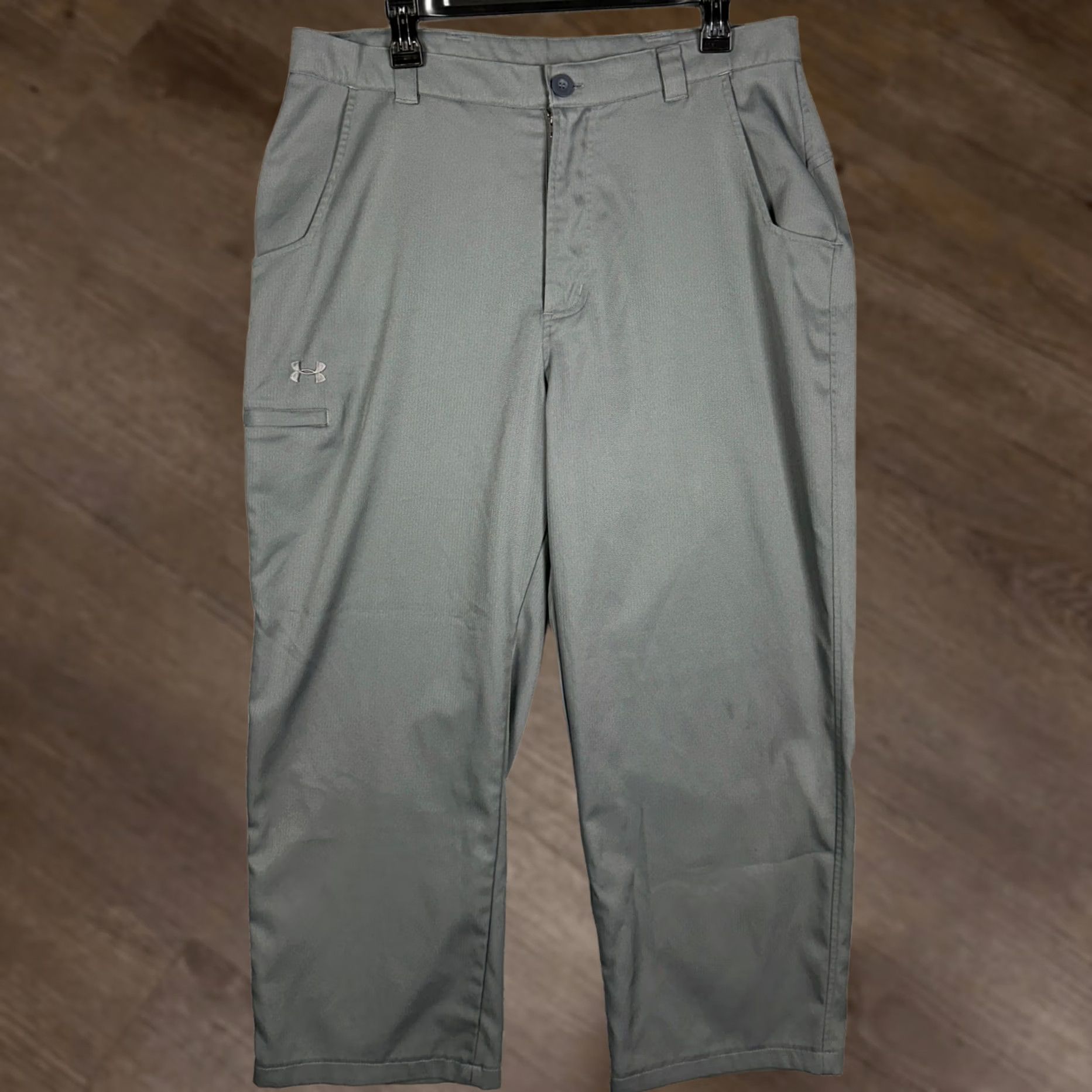 Under Armour Under Armour Golf Chino Pants Men 36 Gray Herringbone Logo Performance Workwear Straight Size US 36 / EU 52 - 1 Thumbnail