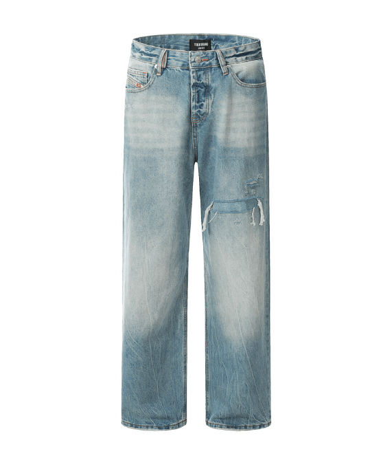 Japanese Brand Men's retro loose wide-leg ripped straight jeans y2k Size US 32 / EU 48 - 1 Thumbnail