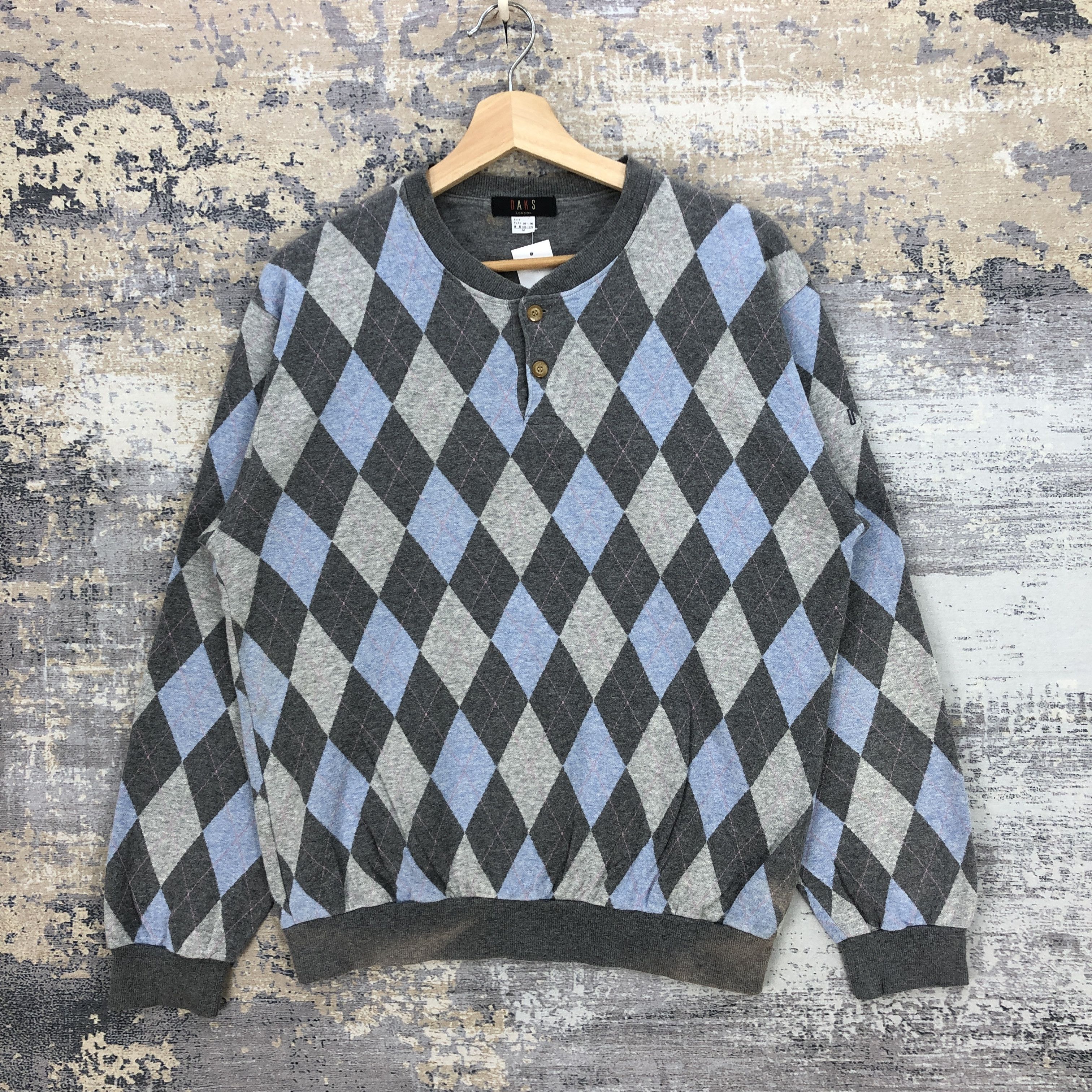 Japanese Brand × Vintage Vintage DAKS London Sweater Argyle Sweatshirt Knitwear Size US L / EU 52-54 / 3 - 1 Thumbnail