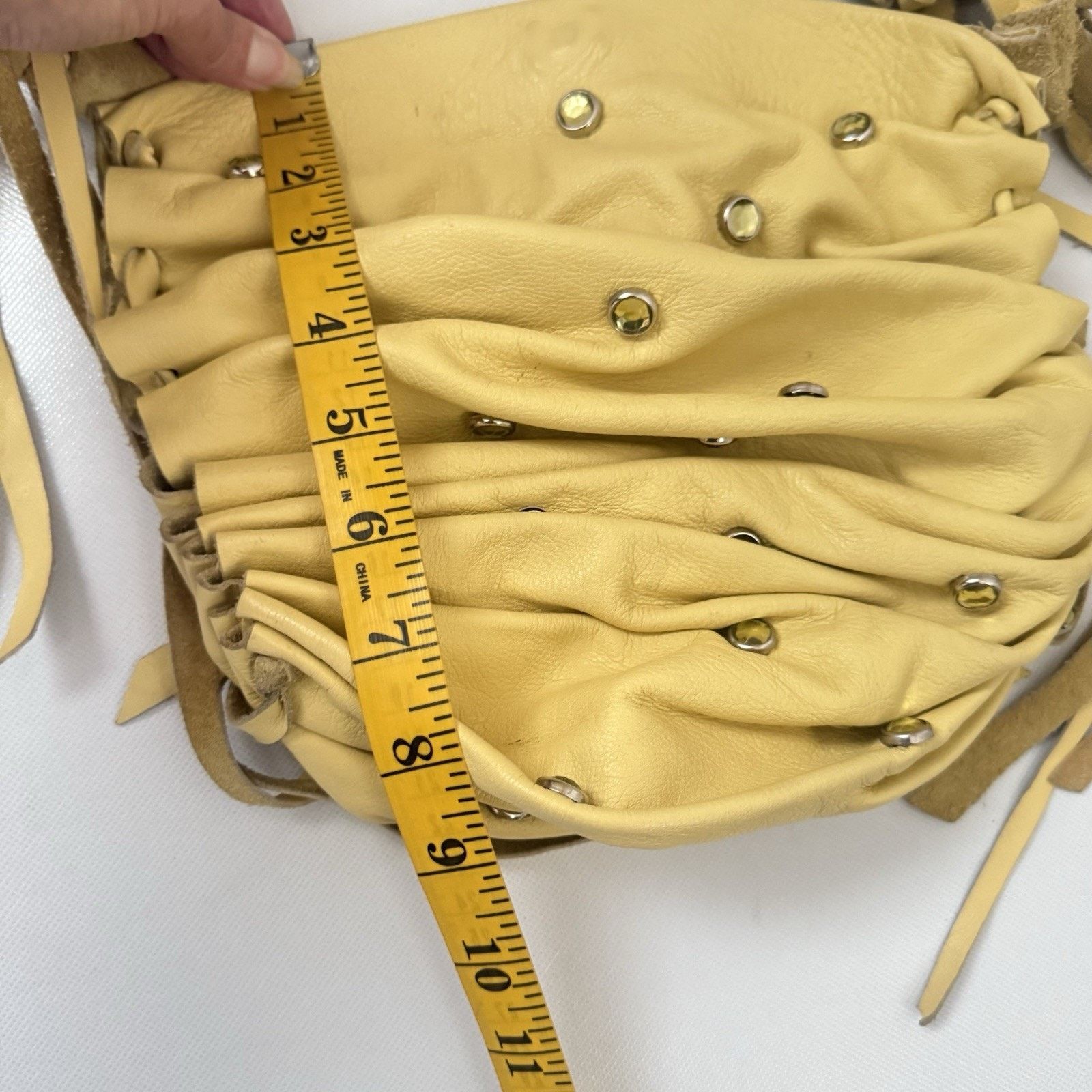 Other David Galan Designer Change Bag Jeweled Yellow Leather Boho Size ONE SIZE - 8 Thumbnail