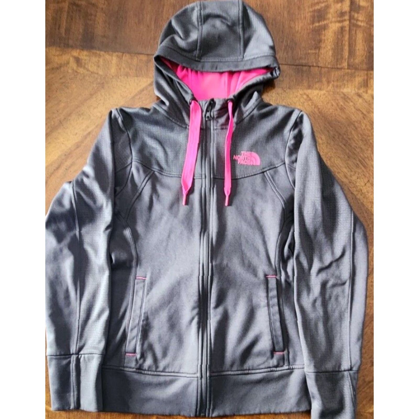 The North Face The North Face Women Small Gray Pink Zip Up Hooded Track Jacket Sweater Regular Zip Full Zip Hooded Logo SS Size S / US 4 / IT 40 - 2 Thumbnail