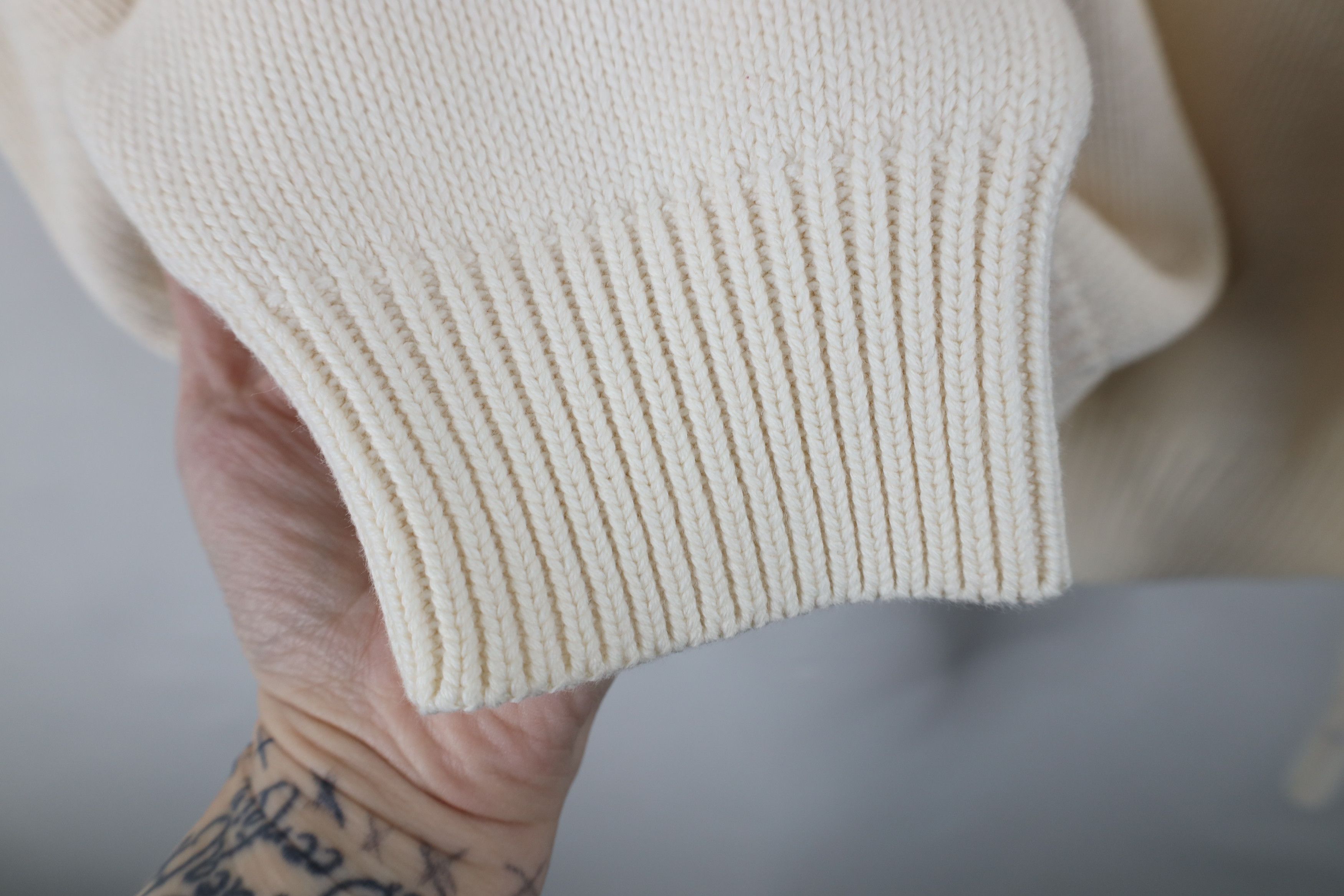 Vintage Vintage 90s Streetwear Heavyweight Cotton Knit Sweater Cream Size US XXL / EU 58 / 5 - 5 Thumbnail